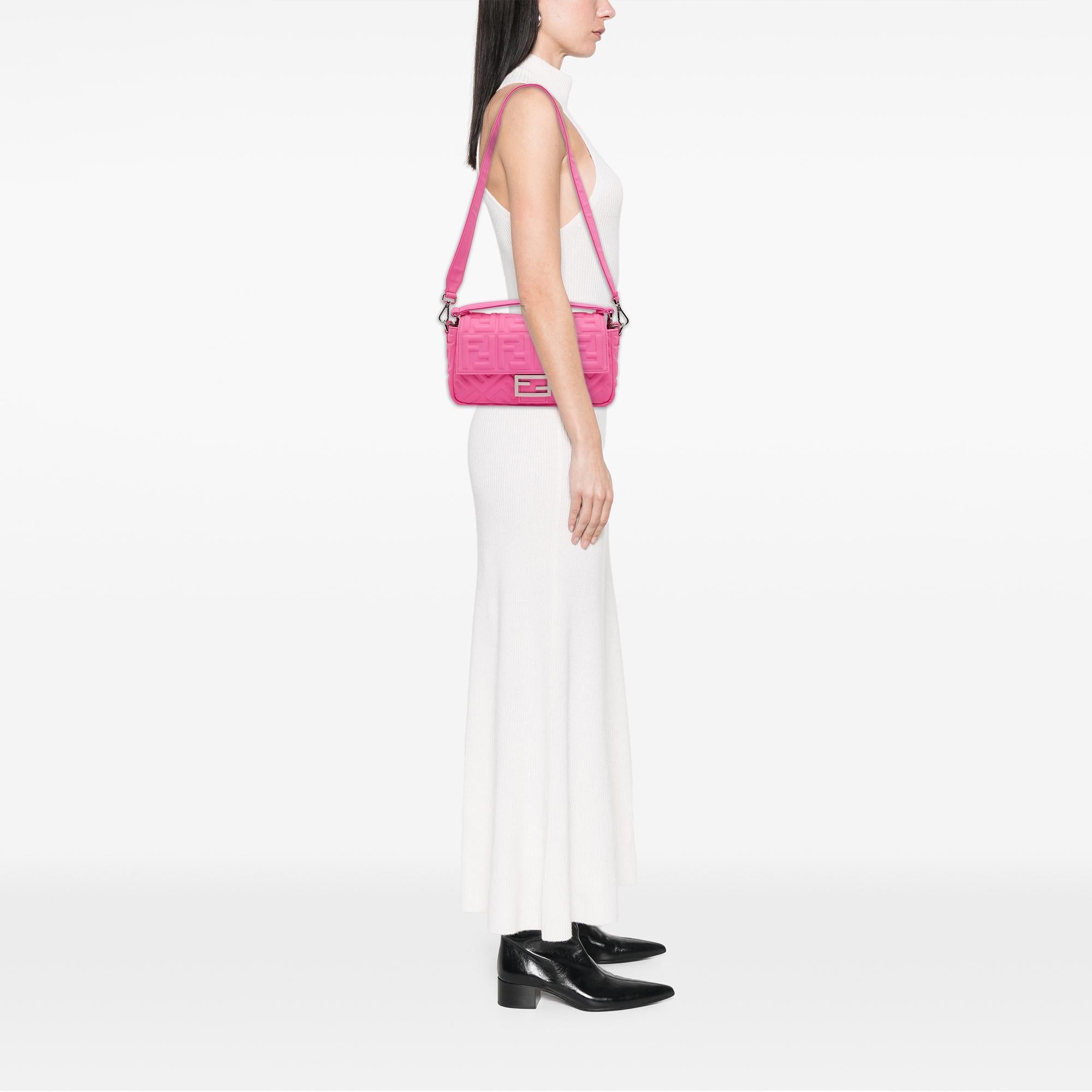 Fendi Medium Embossed Lycra Baguette Satchel