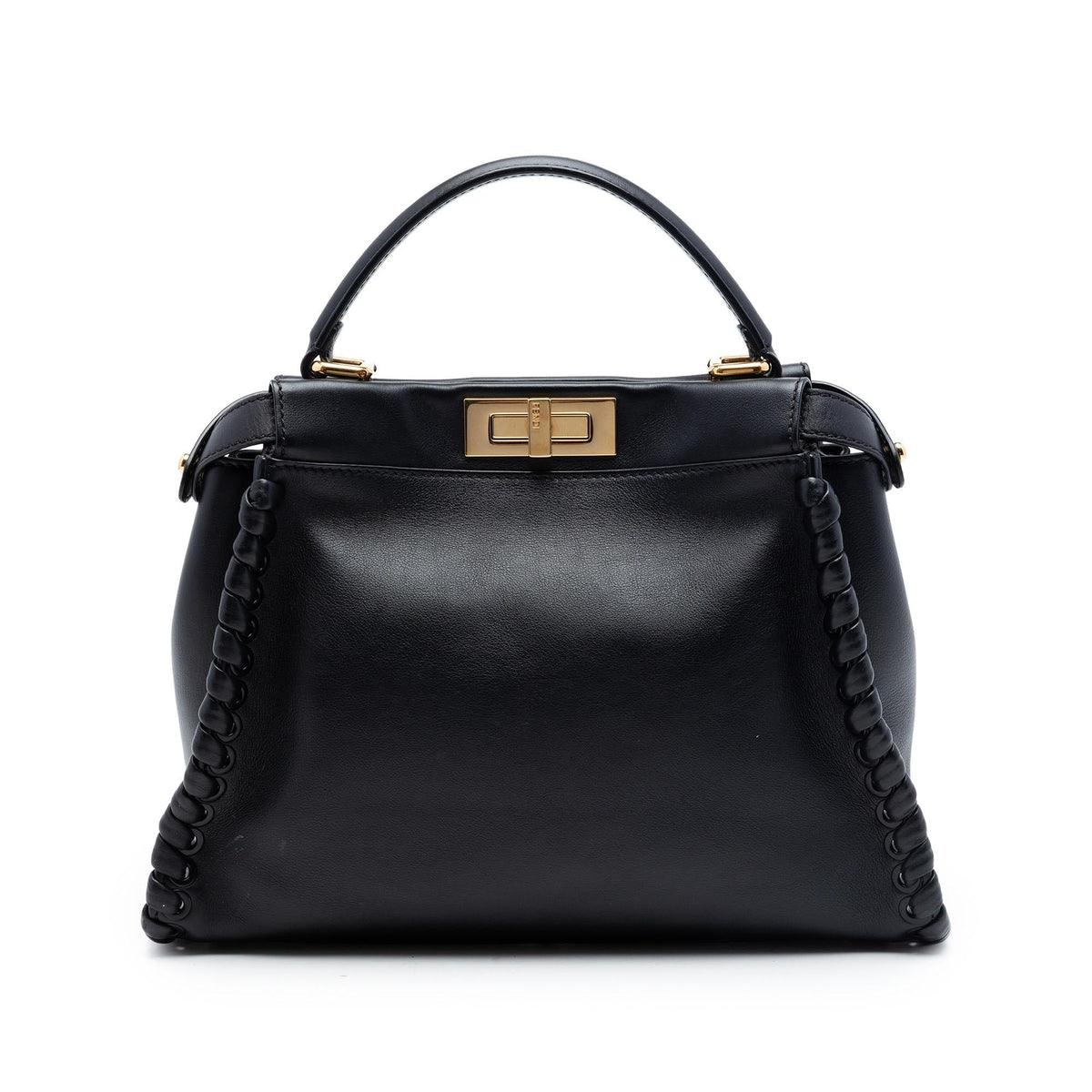 Fendi Medium Leather Lace Up Peekaboo Iconic Satchel