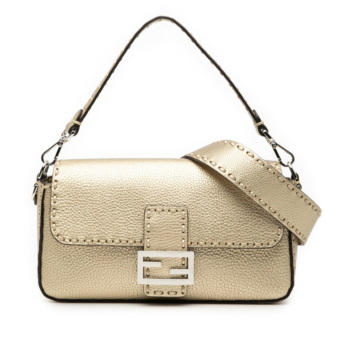 Fendi Medium Leather Selleria Baguette Satchel