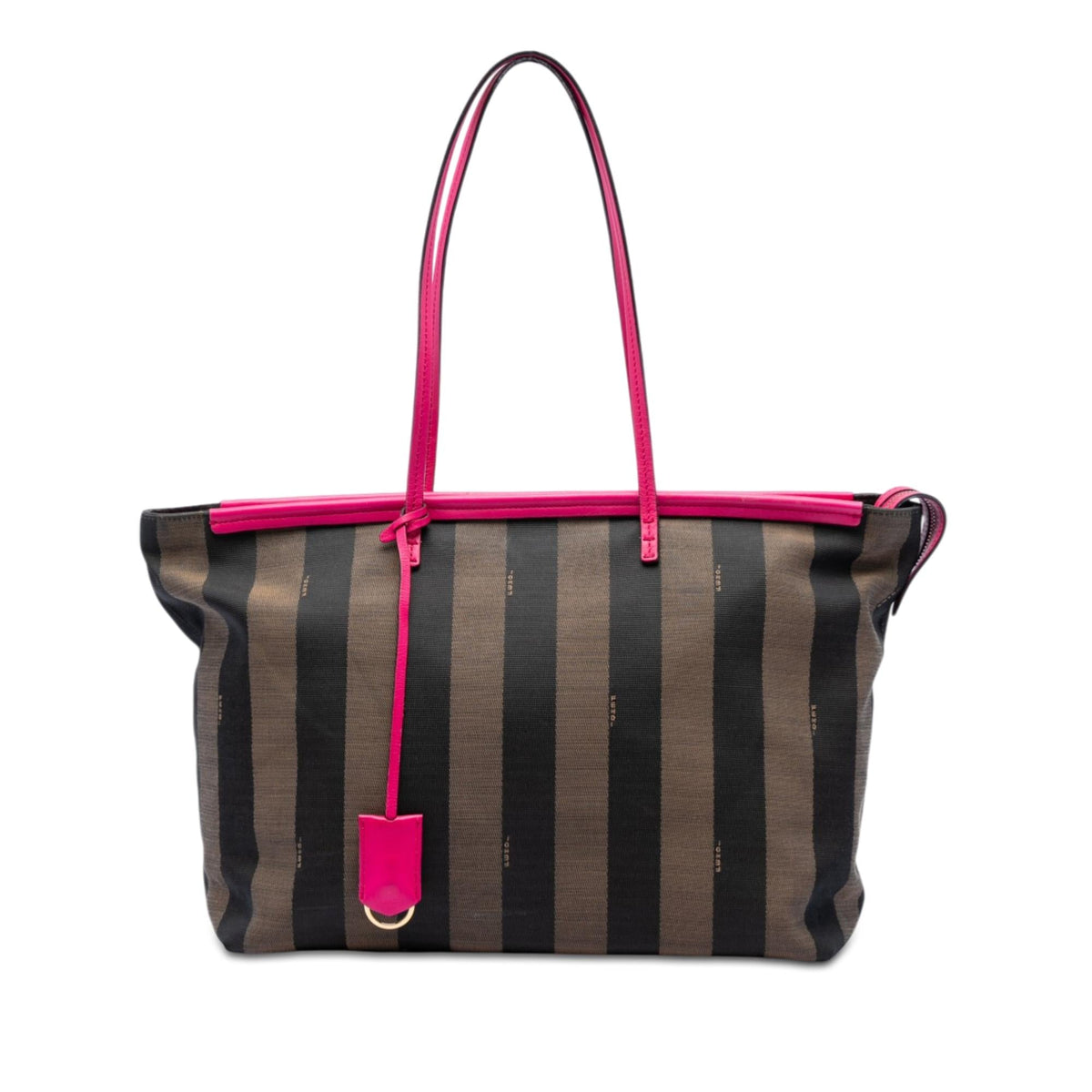 Fendi Medium Pequin Canvas Roll Tote