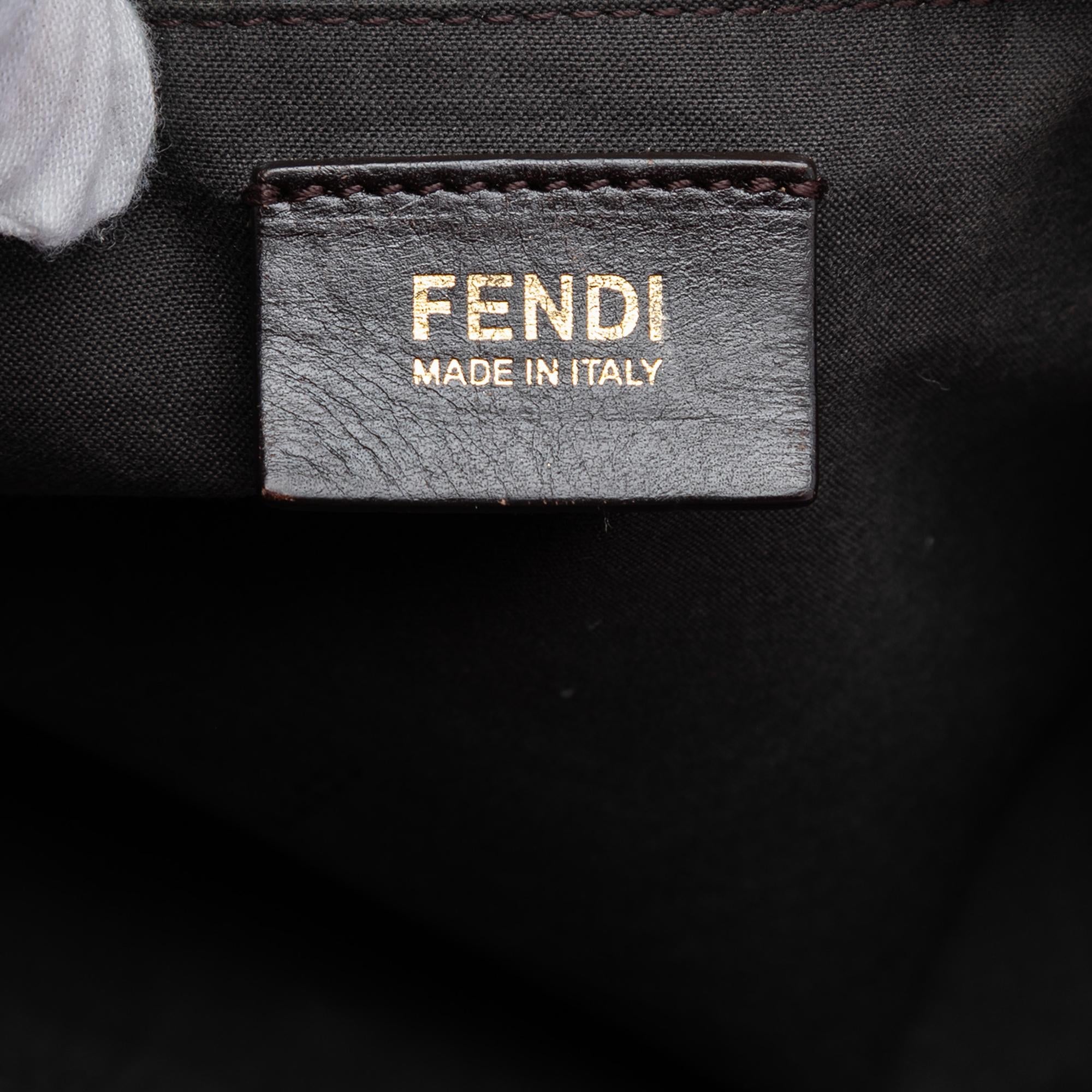 Fendi Medium Pequin Canvas Roll Tote