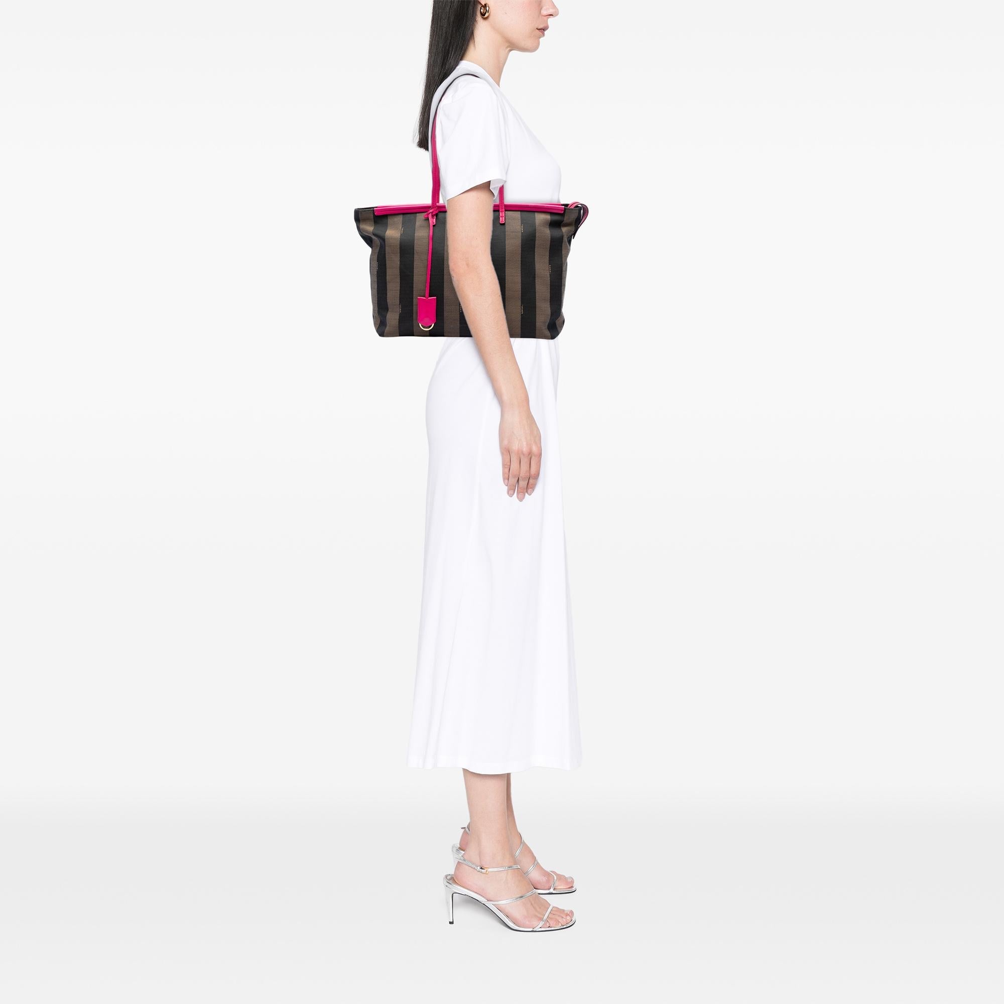 Fendi Medium Pequin Canvas Roll Tote