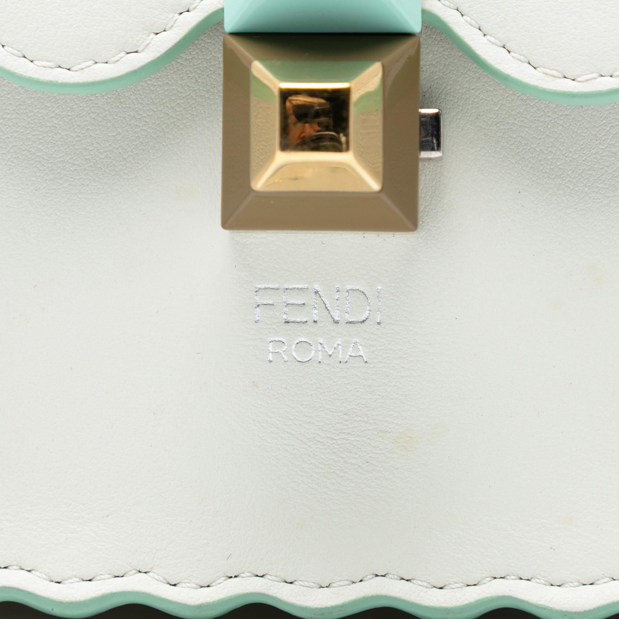 Fendi Medium Scalloped Leather Studded Kan I Satchel