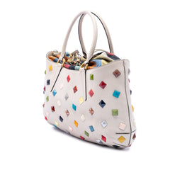 Fendi Medium Studded Milk Calfskin B Fab Satchel