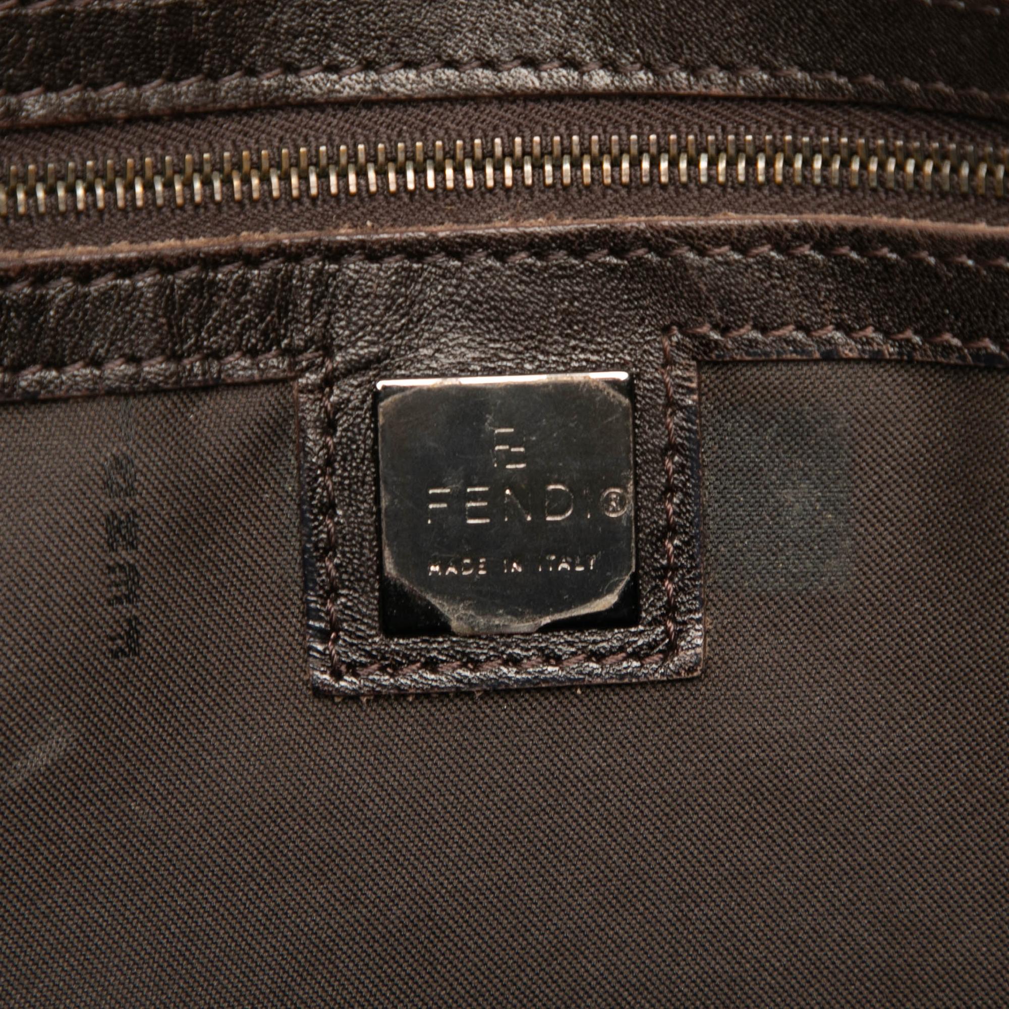 Fendi Medium Zucca Canvas Studded Roll Tote