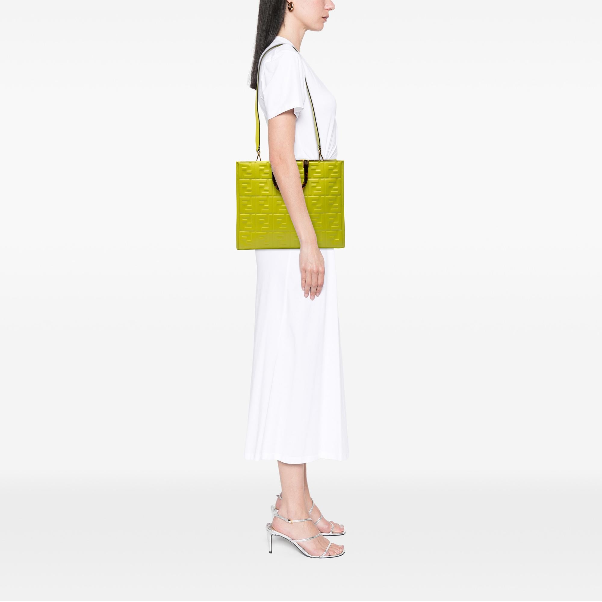 Fendi Medium Zucca Embossed Leather Sunshine Shopper Tote