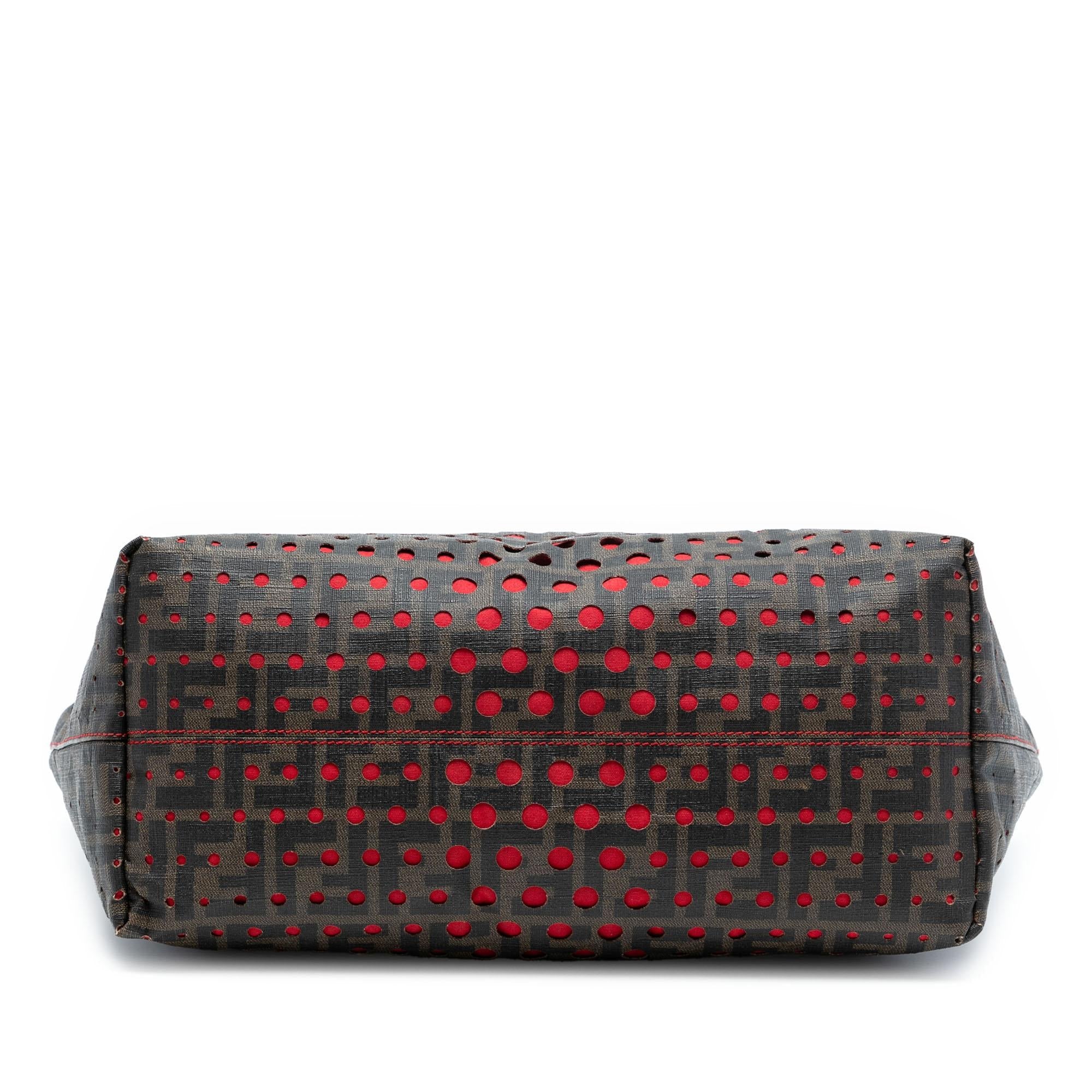 Fendi Medium Zucca Perforated Coated Canvas Roll Tote