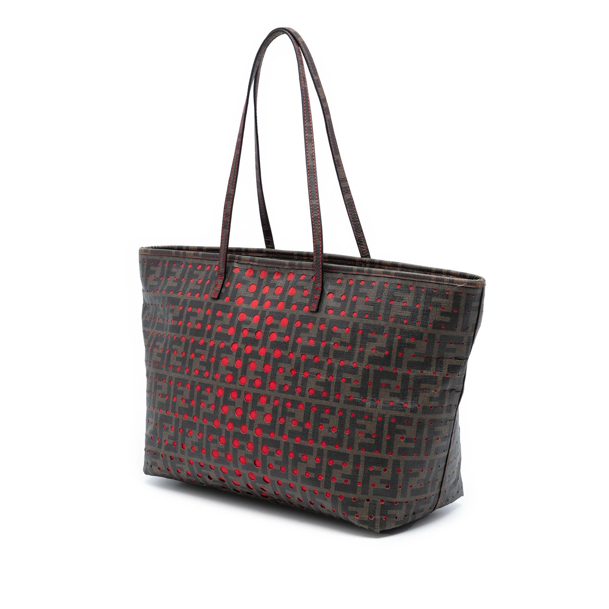 Fendi Medium Zucca Perforated Coated Canvas Roll Tote