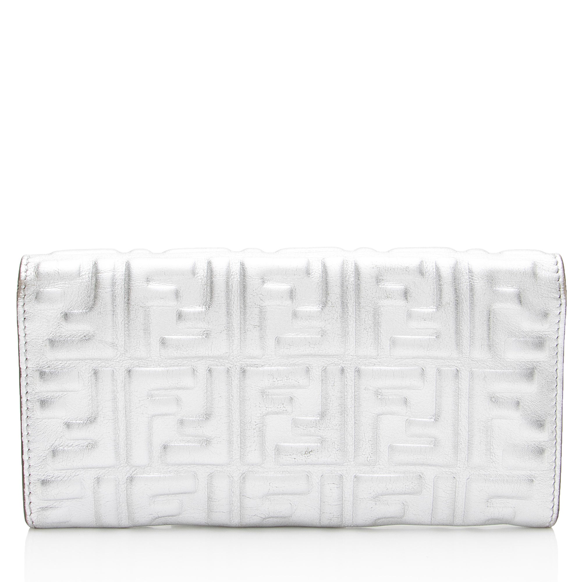 Fendi Metallic Embossed FF Nappa Leather Baguette Continental Wallet