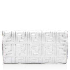 Fendi Metallic Embossed FF Nappa Leather Baguette Continental Wallet