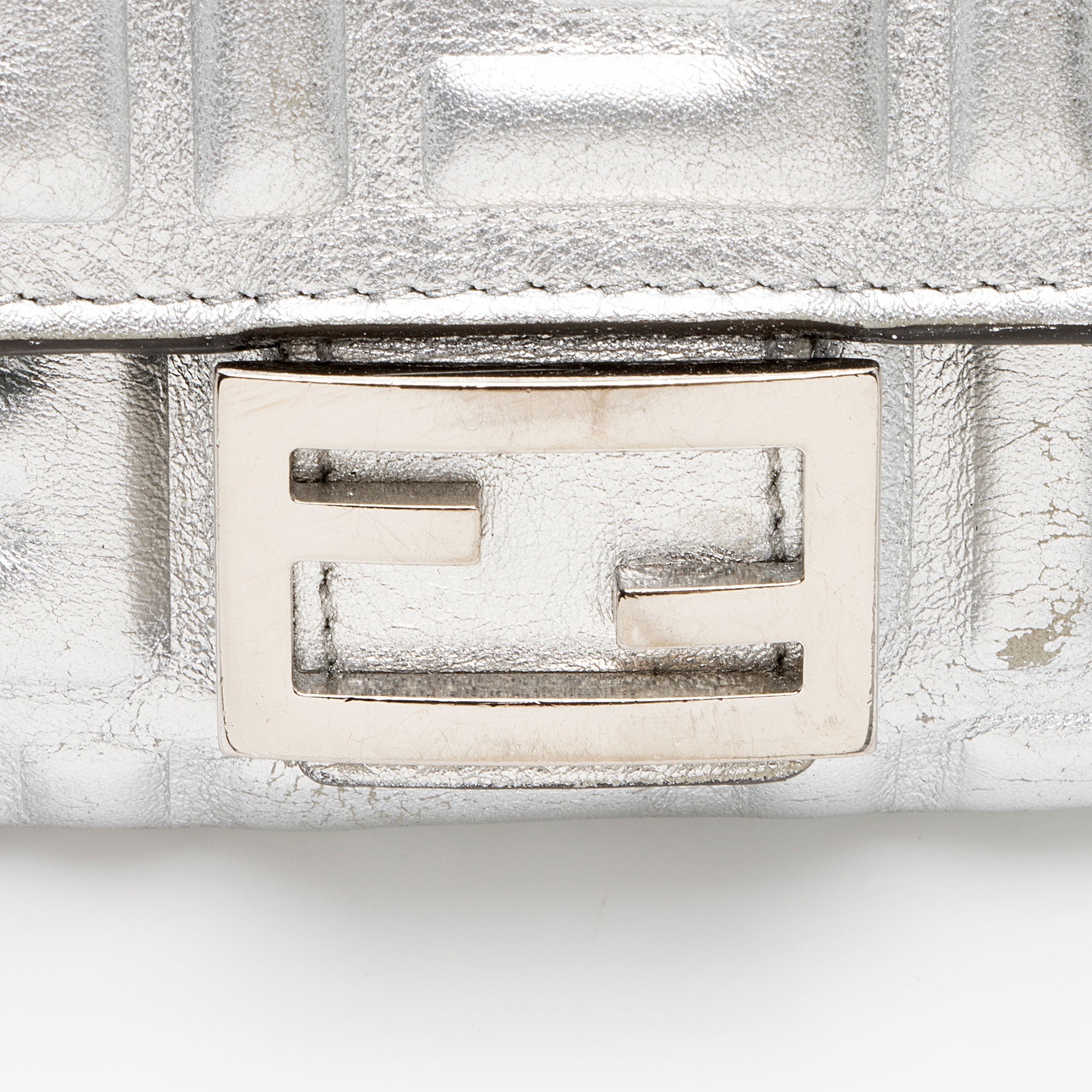 Fendi Metallic Embossed FF Nappa Leather Baguette Continental Wallet