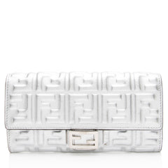 Fendi Metallic Embossed FF Nappa Leather Baguette Continental Wallet