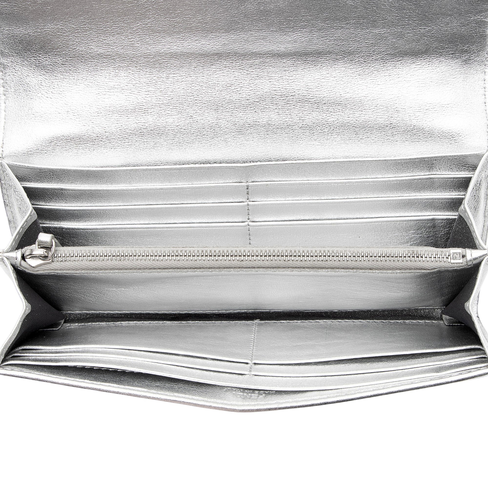 Fendi Metallic Embossed FF Nappa Leather Baguette Continental Wallet