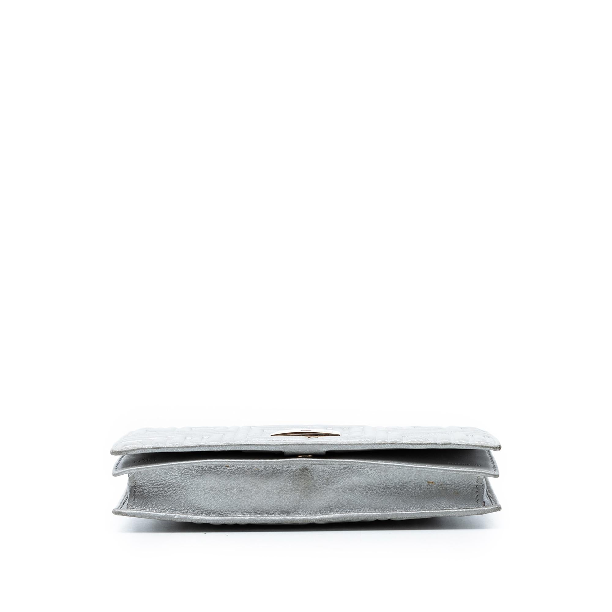 Fendi Metallic Embossed Nappa Logo Chain Clutch
