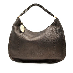 Fendi Metallic Pebbled Leather Selleria Shoulder Bag