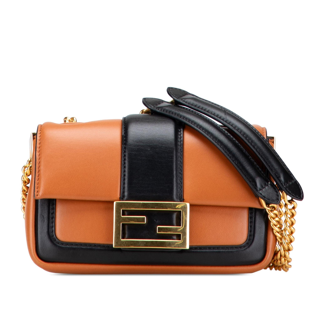 Fendi Mini Bicolor Nappa Apolo Chain Baguette Shoulder Bag