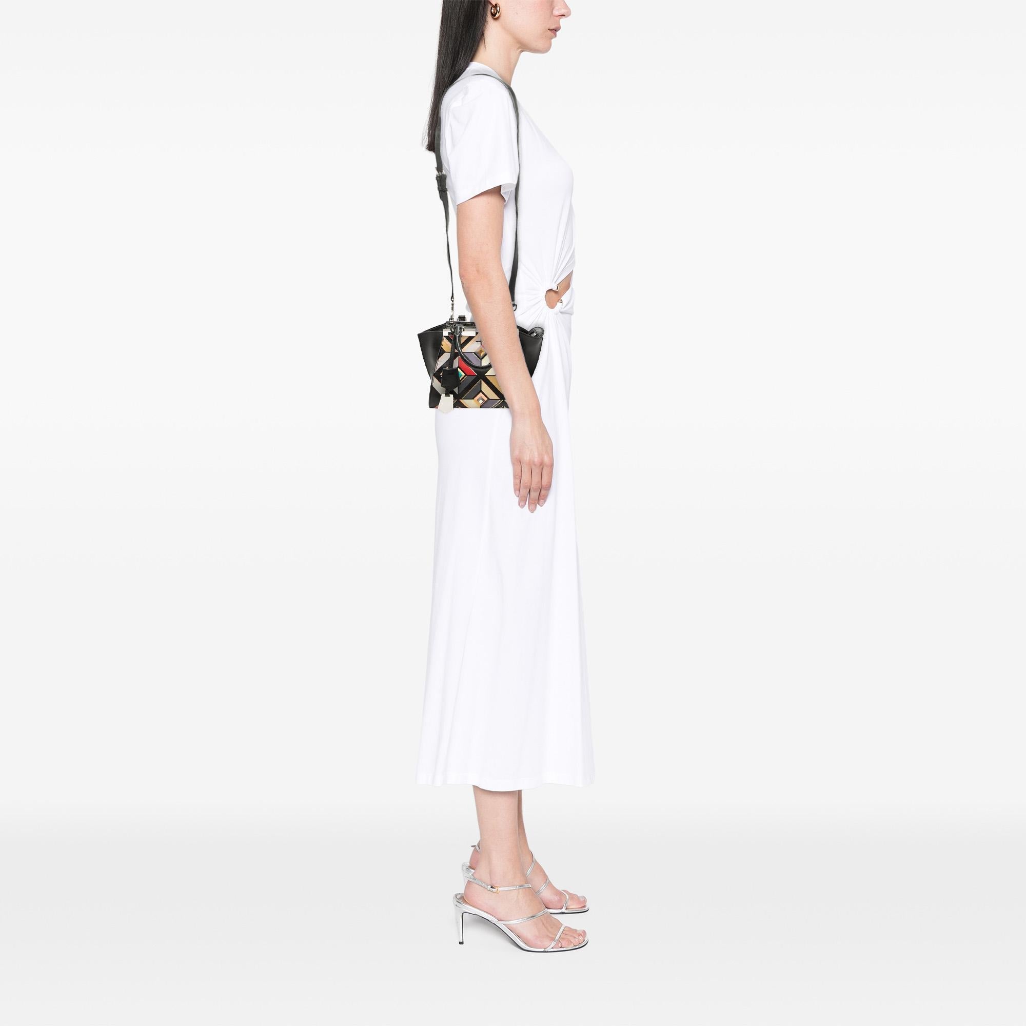 Fendi Mini Calfskin Studded Geometric 3Jours Satchel