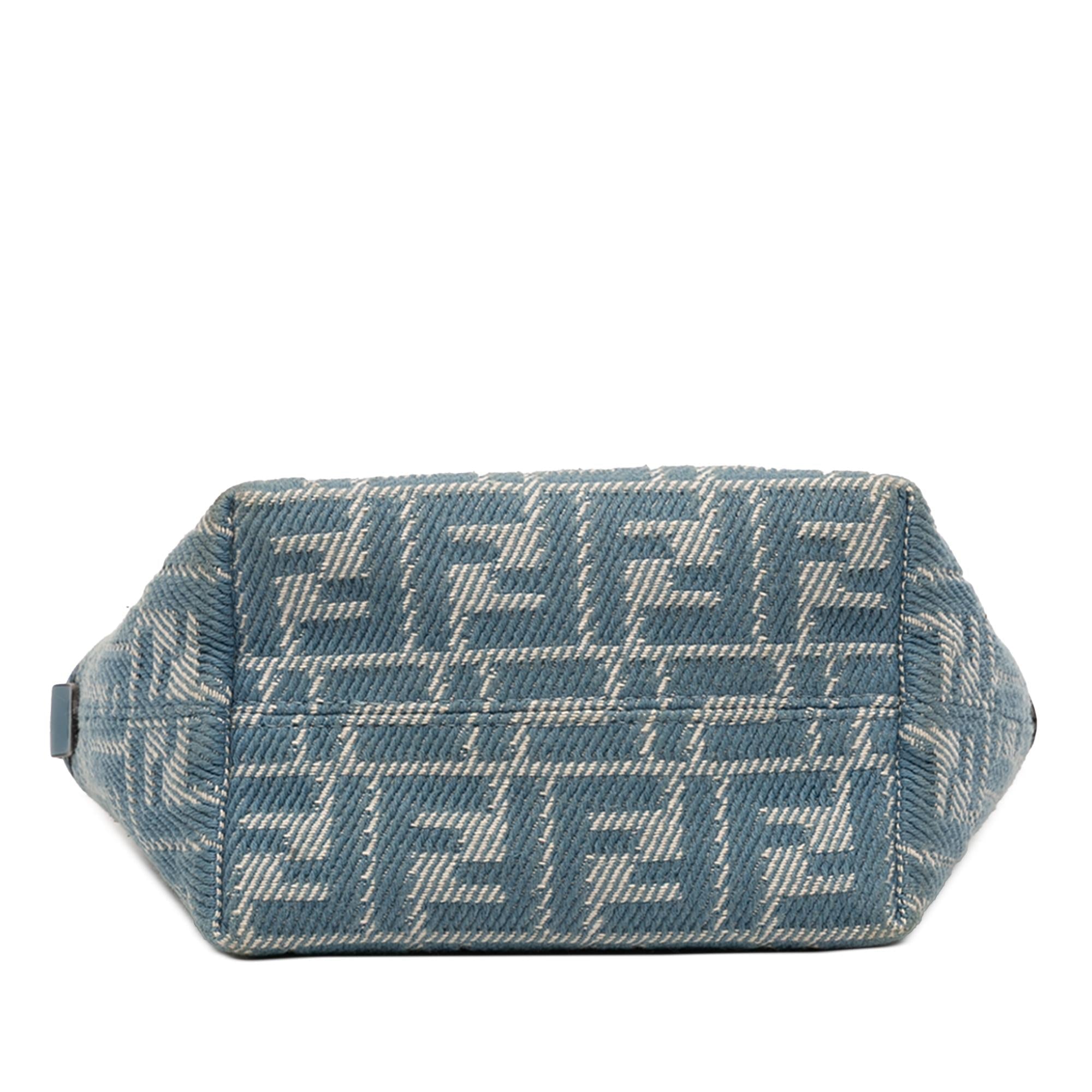 Fendi Mini Denim Effect FF Jacquard Roll Satchel