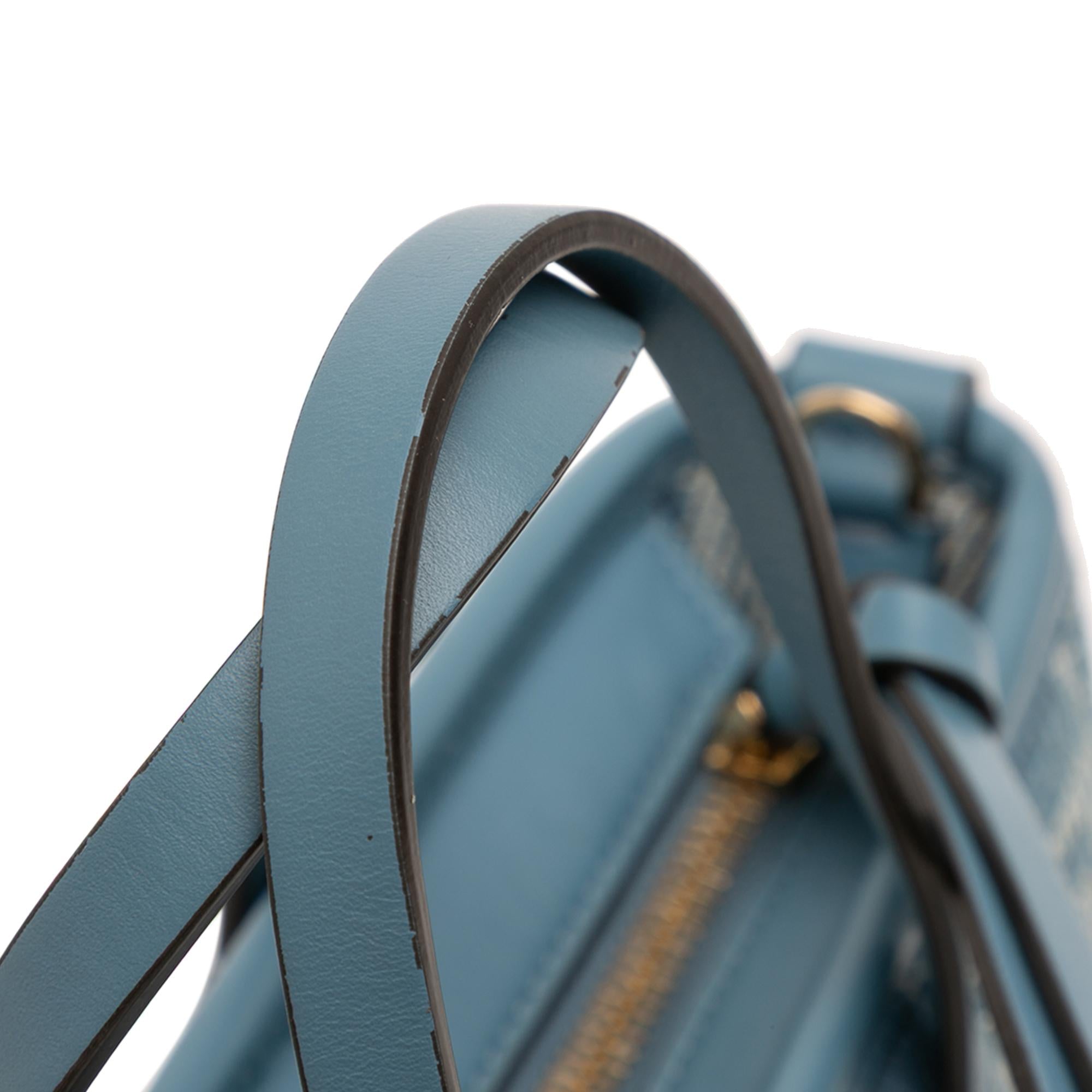 Fendi Mini Denim Effect FF Jacquard Roll Satchel