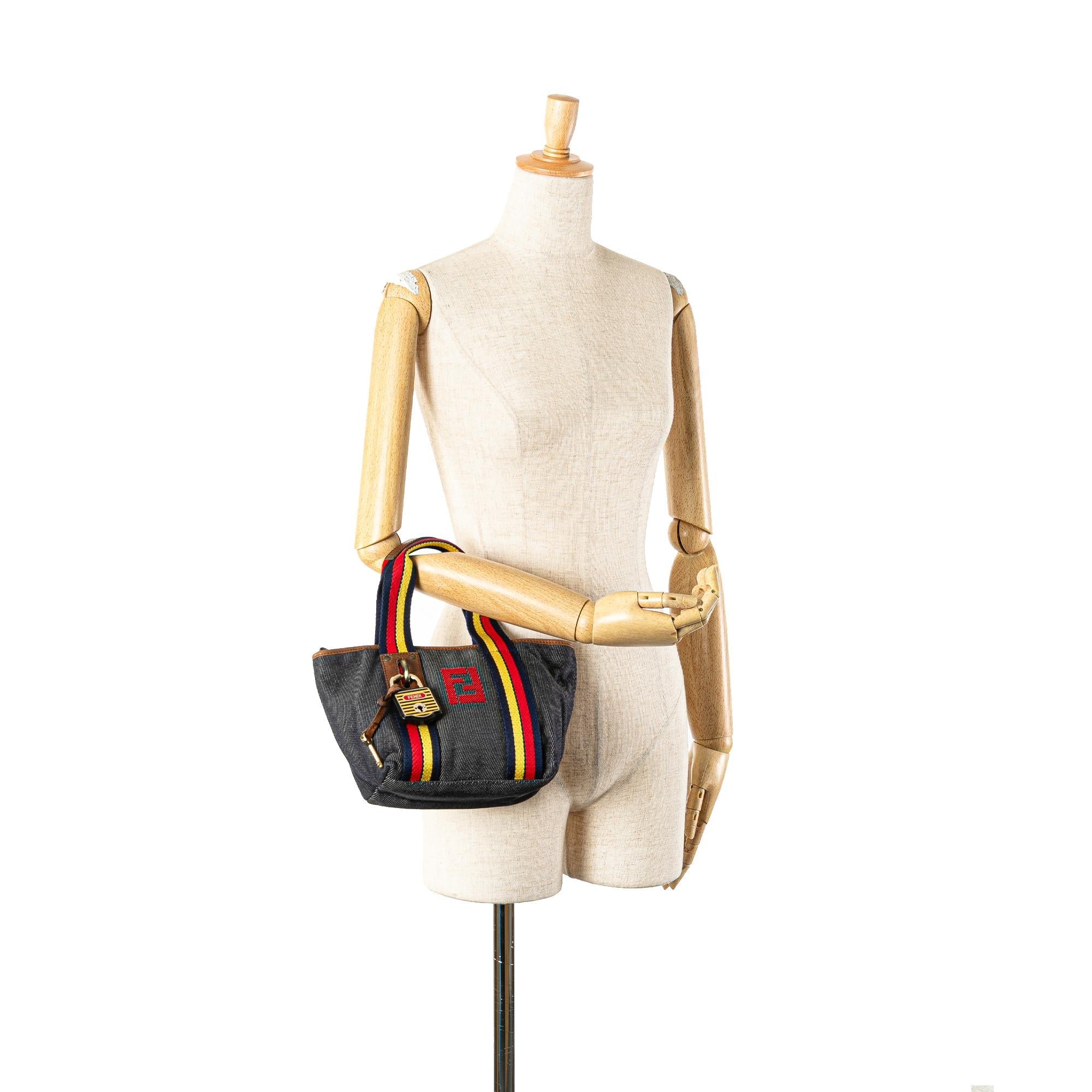 Fendi Mini Denim Lock Shopping Tote