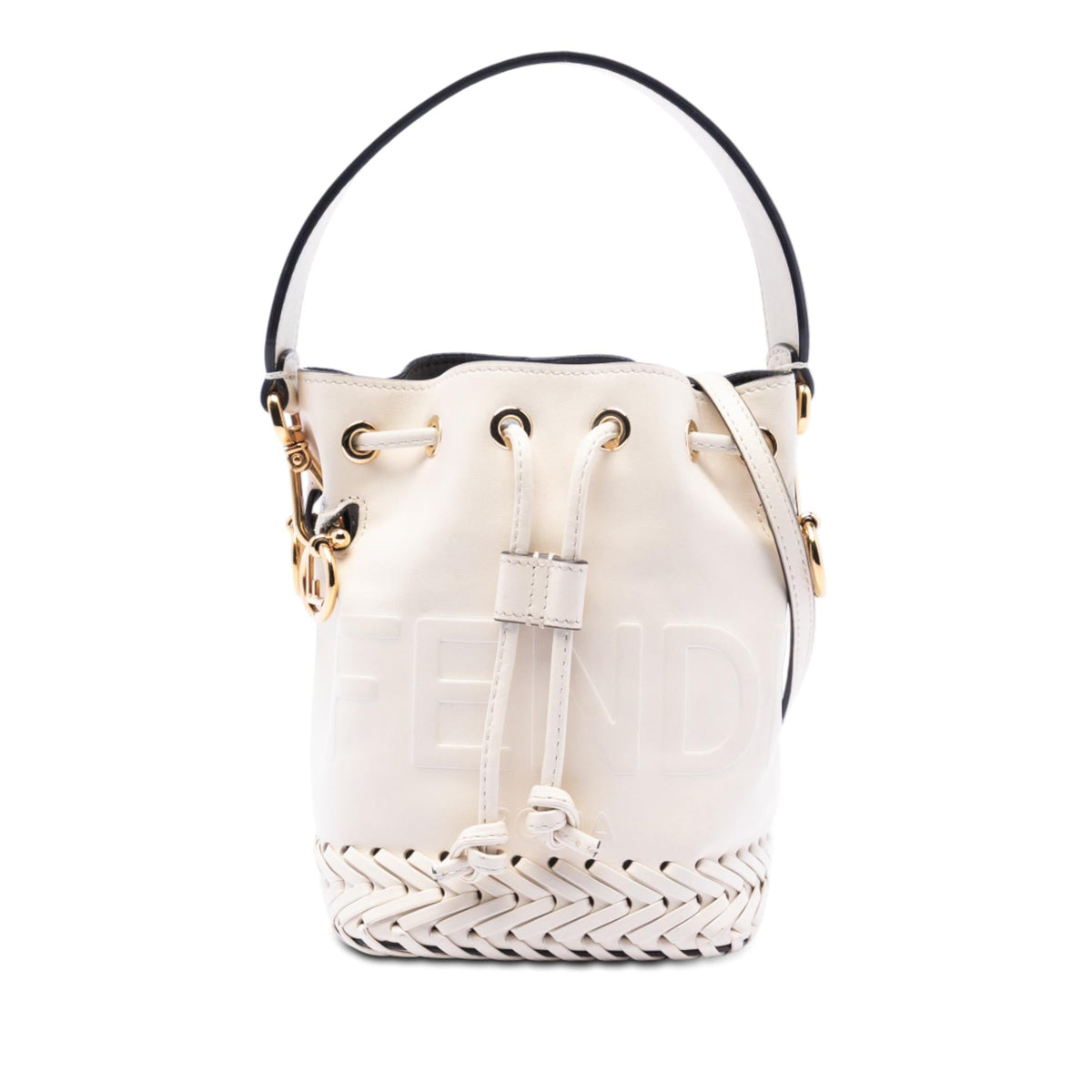 Fendi Mini Embossed Leather Whipstitch Mon Tresor Bucket Bag