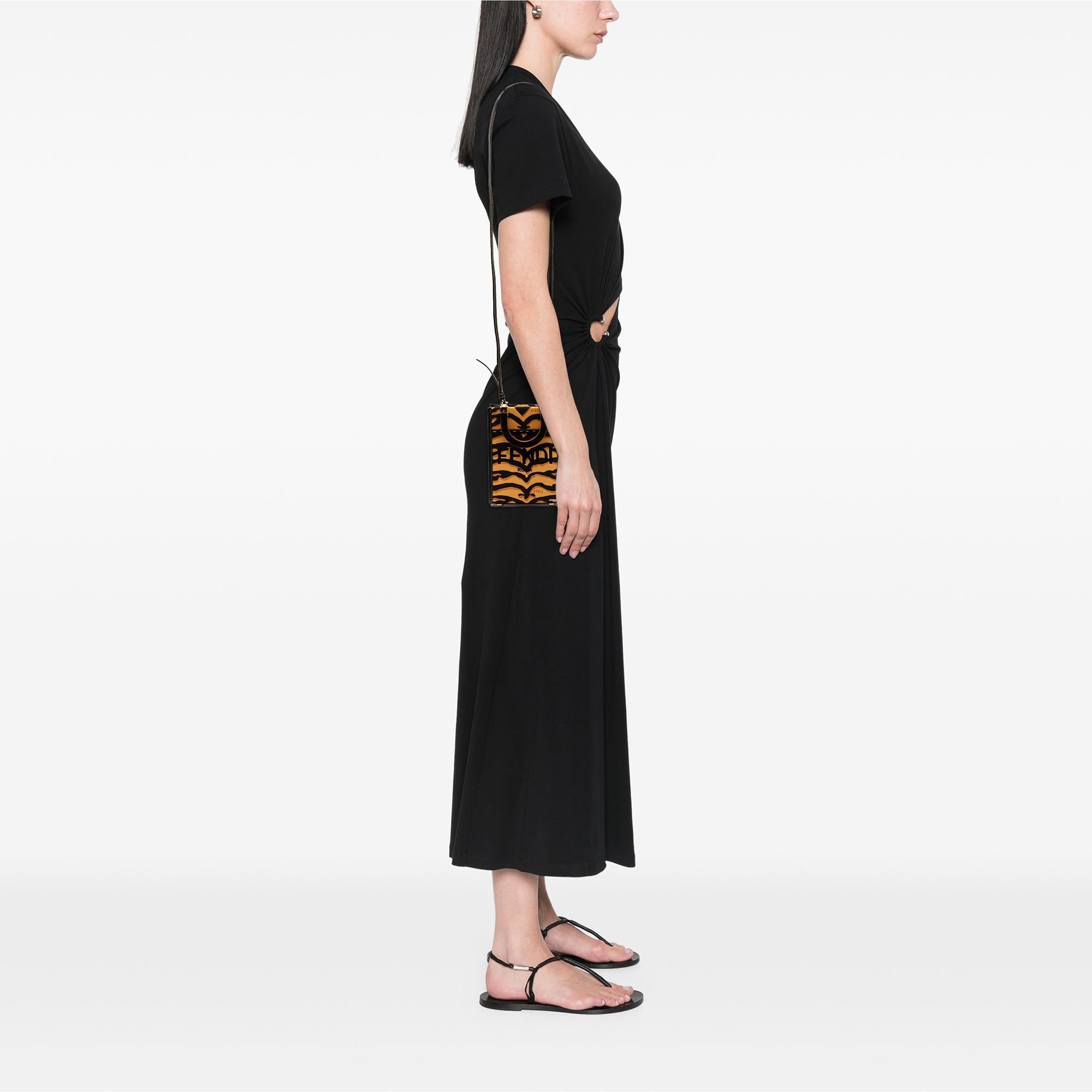 Fendi Mini Embroidered Canvas Tiger Print Sunshine Shopper Tote