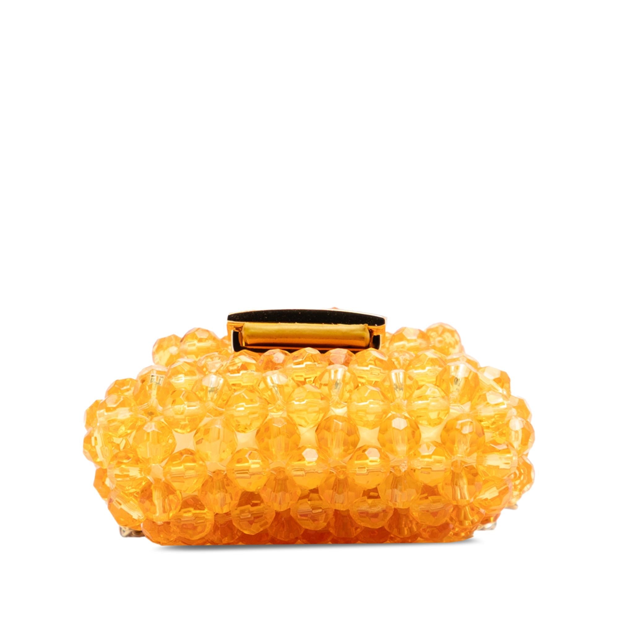 Fendi Mini Glass Vitello King Beaded Pico Baguette Charm
