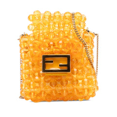Fendi Mini Glass Vitello King Beaded Pico Baguette Charm
