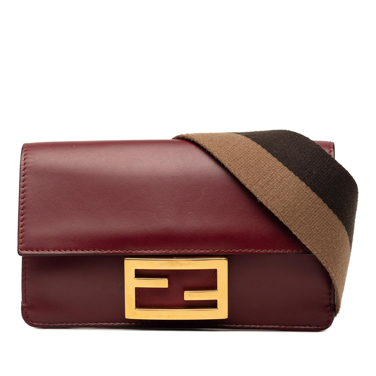 Fendi Mini Leather Flat Baguette Crossbody