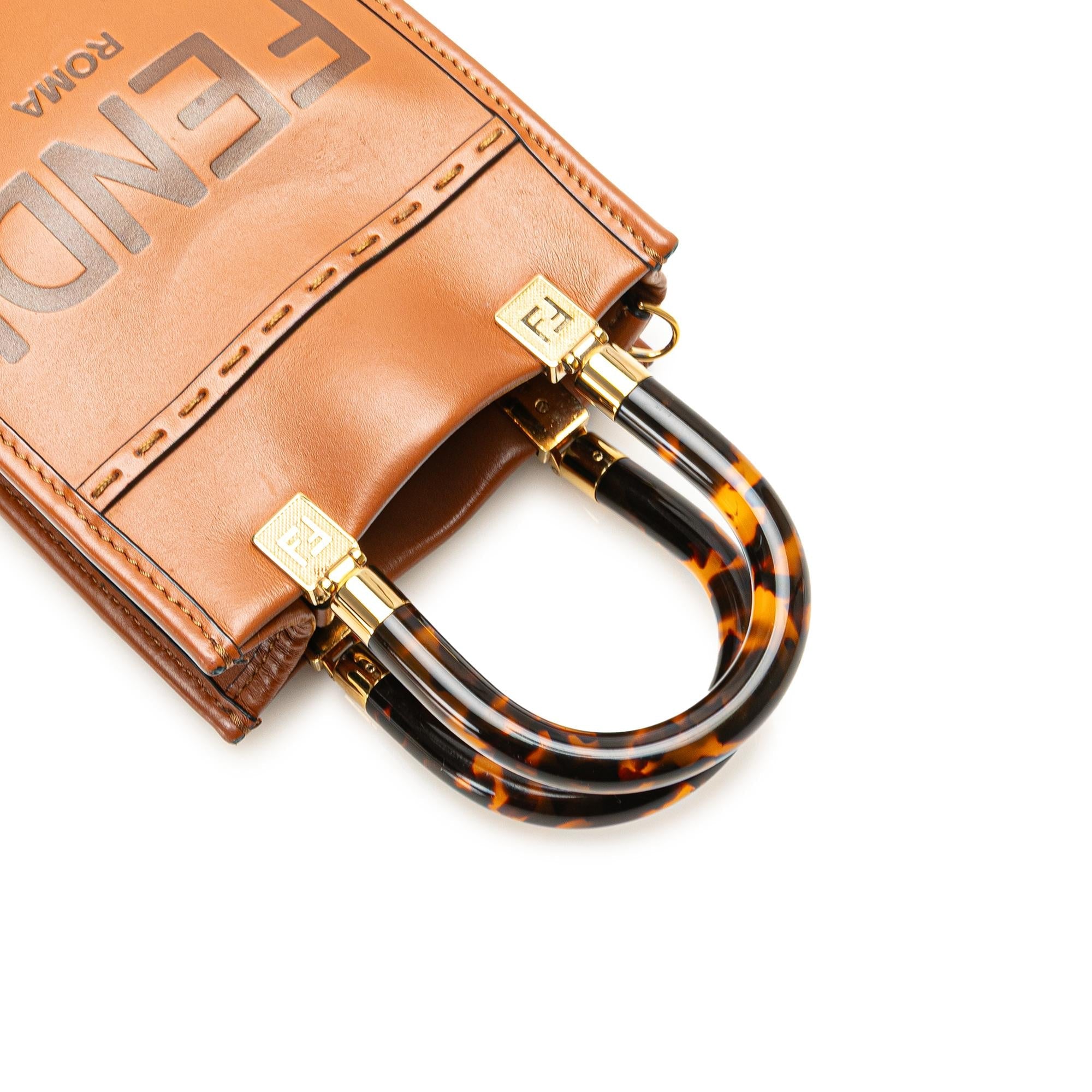 Fendi Mini Leather Sunshine Shopper Tote