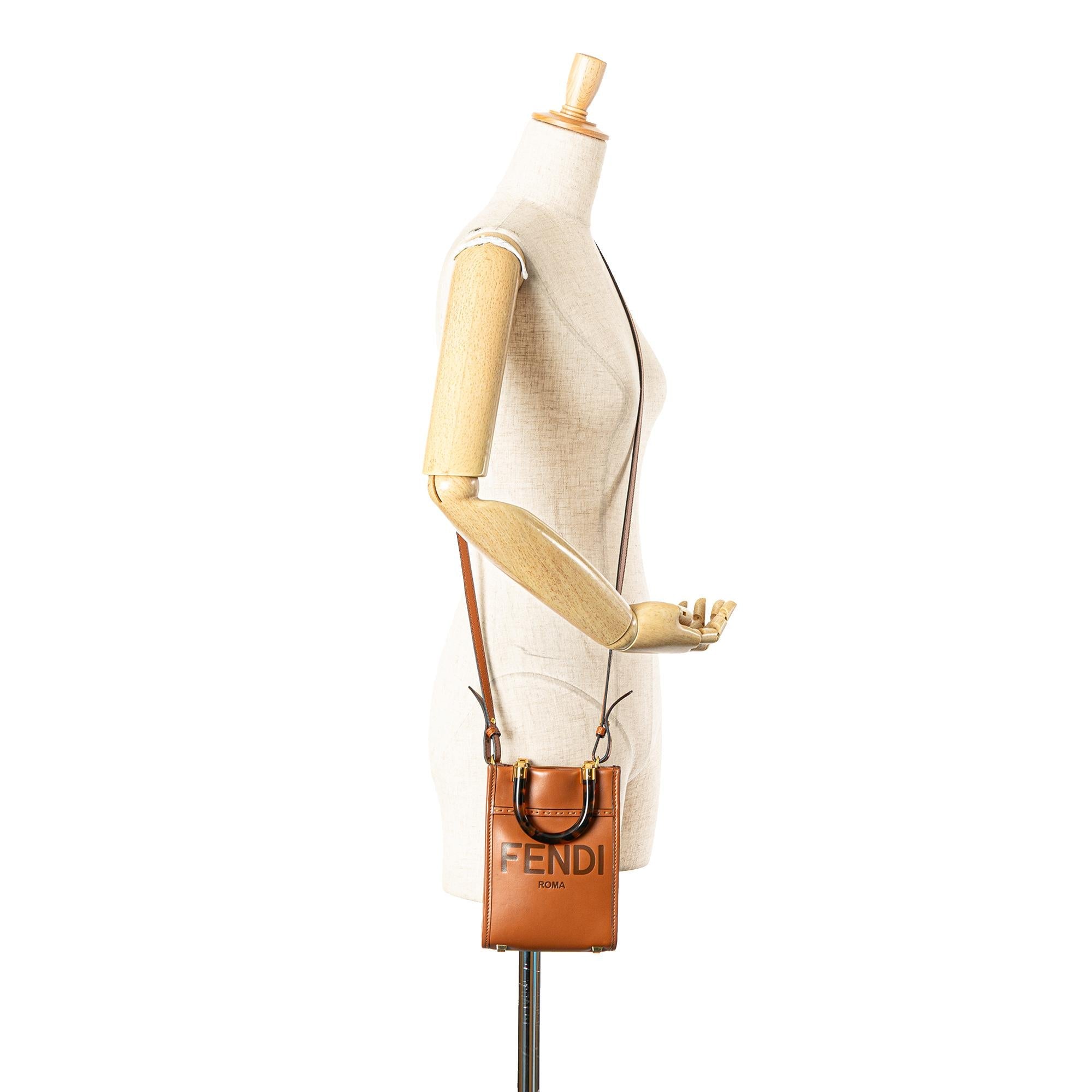 Fendi Mini Leather Sunshine Shopper Tote