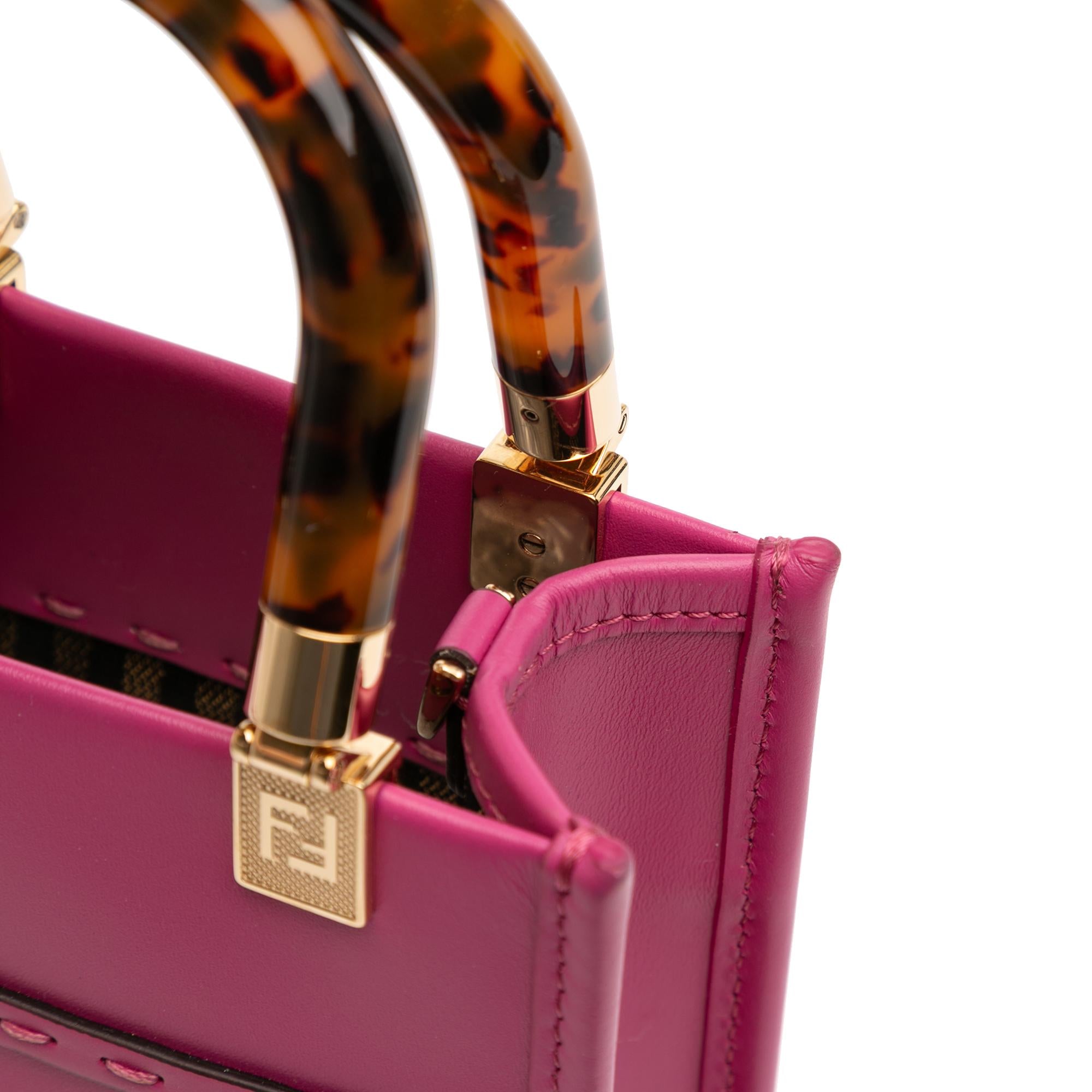 Fendi Mini Leather Sunshine Shopper Tote