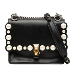 Fendi Mini Scalloped Leather and Pearls Kan I Crossbody