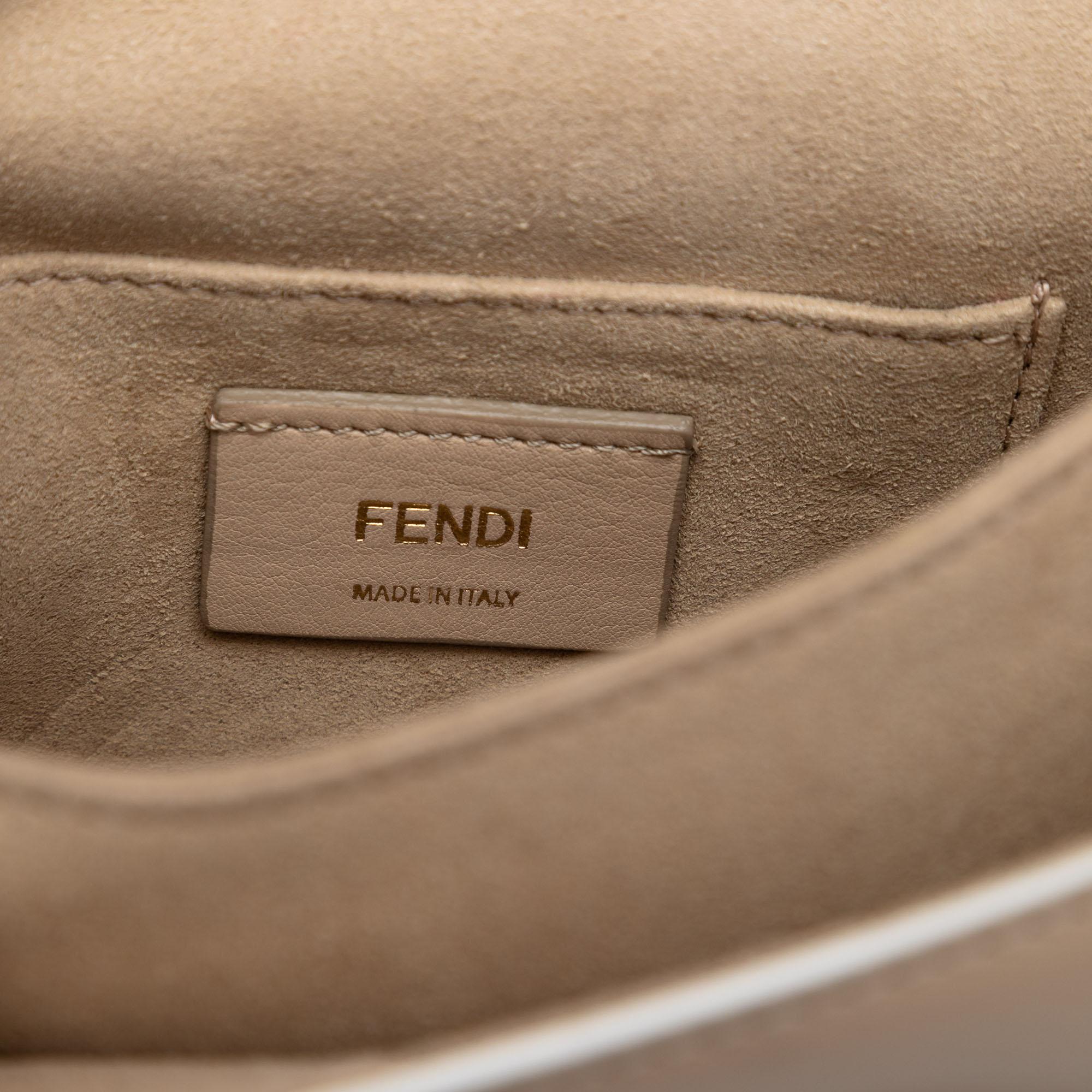 Fendi Mini Scalloped Leather and Studded Floral Kan I Crossbody