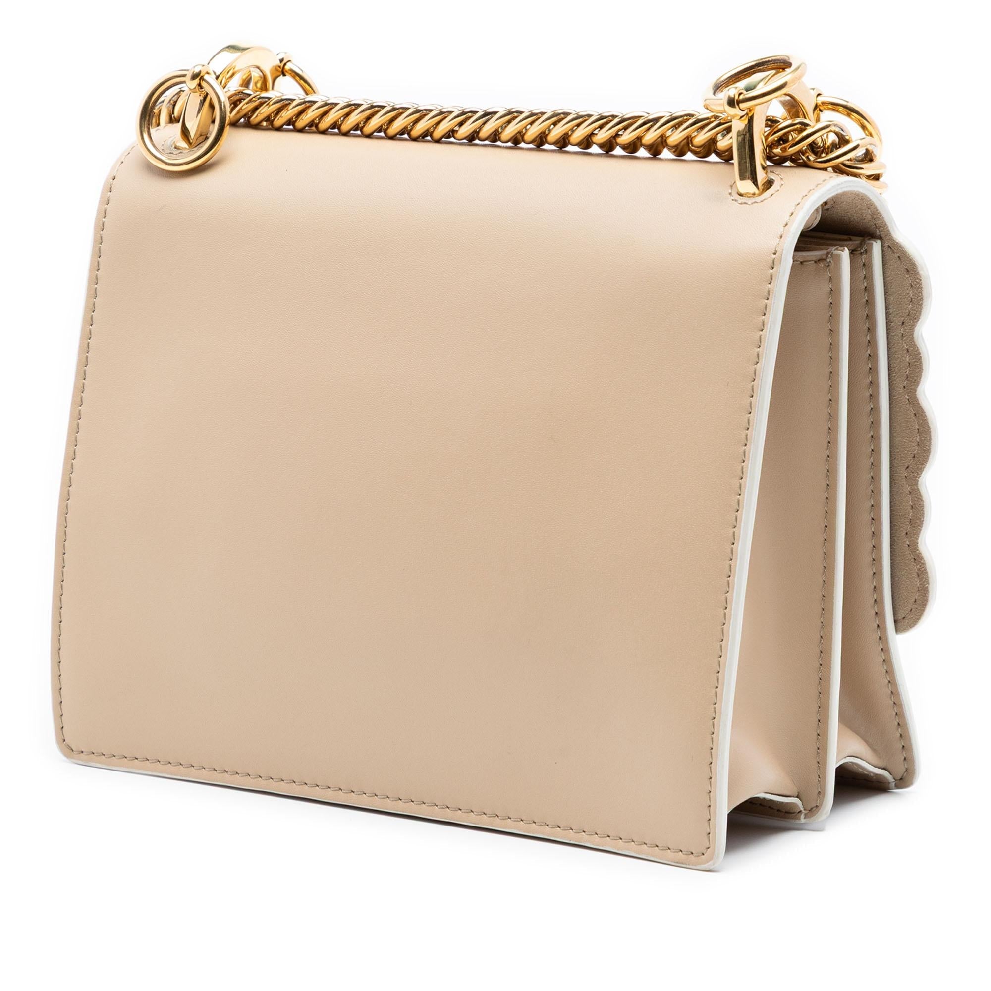 Fendi Mini Scalloped Leather and Studded Floral Kan I Crossbody