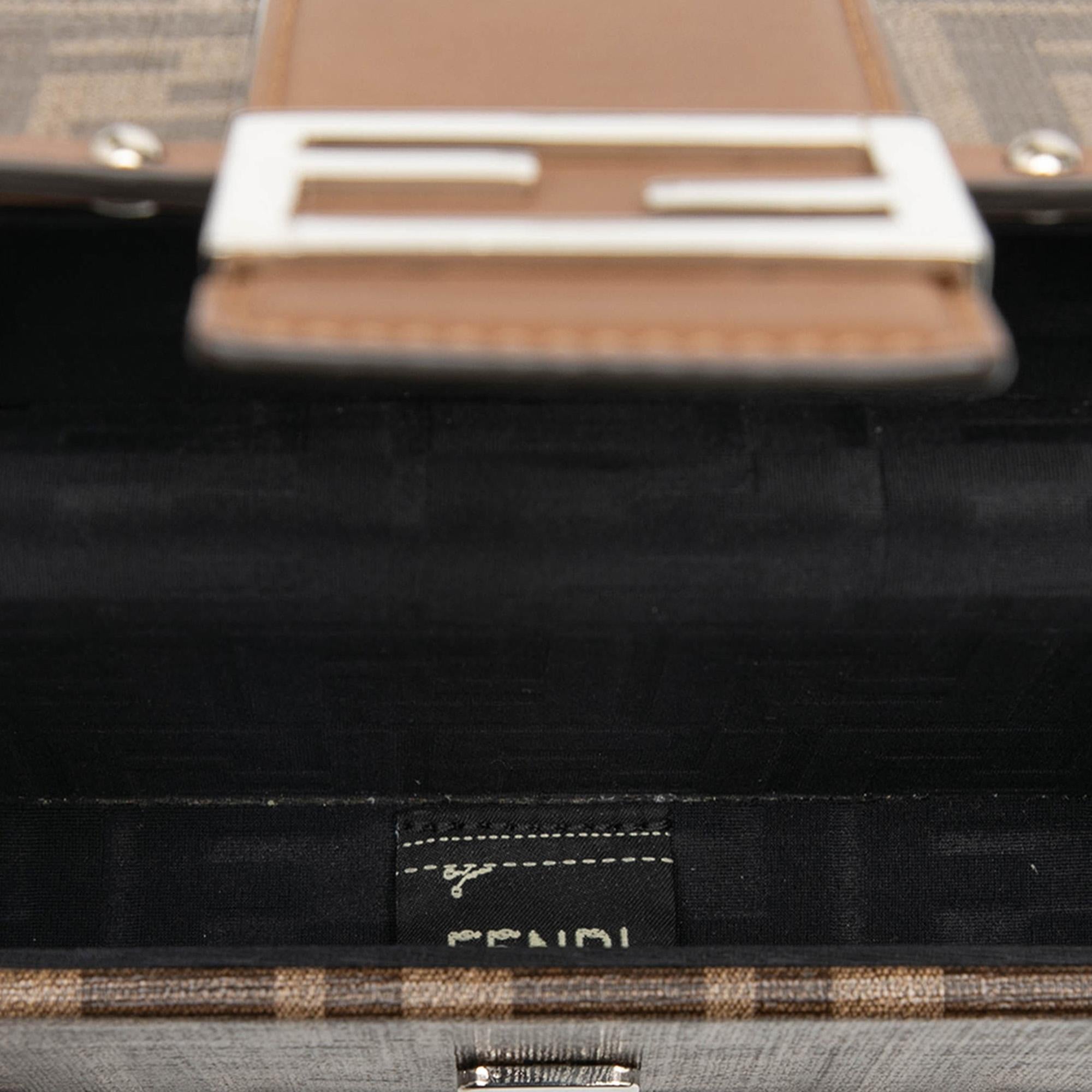 Fendi Mini Zucca Coated Canvas Trunk Baguette Crossbody