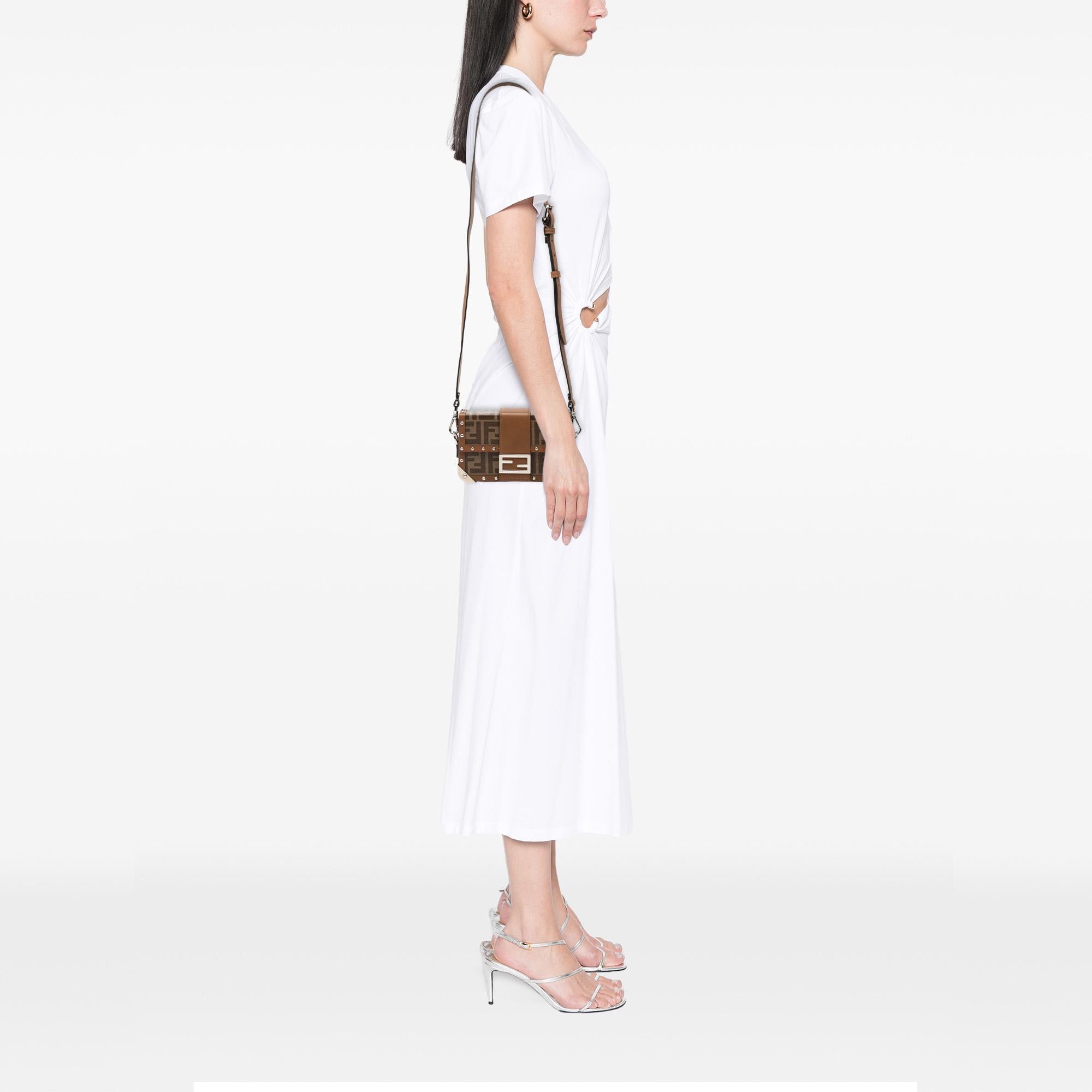 Fendi Mini Zucca Coated Canvas Trunk Baguette Crossbody
