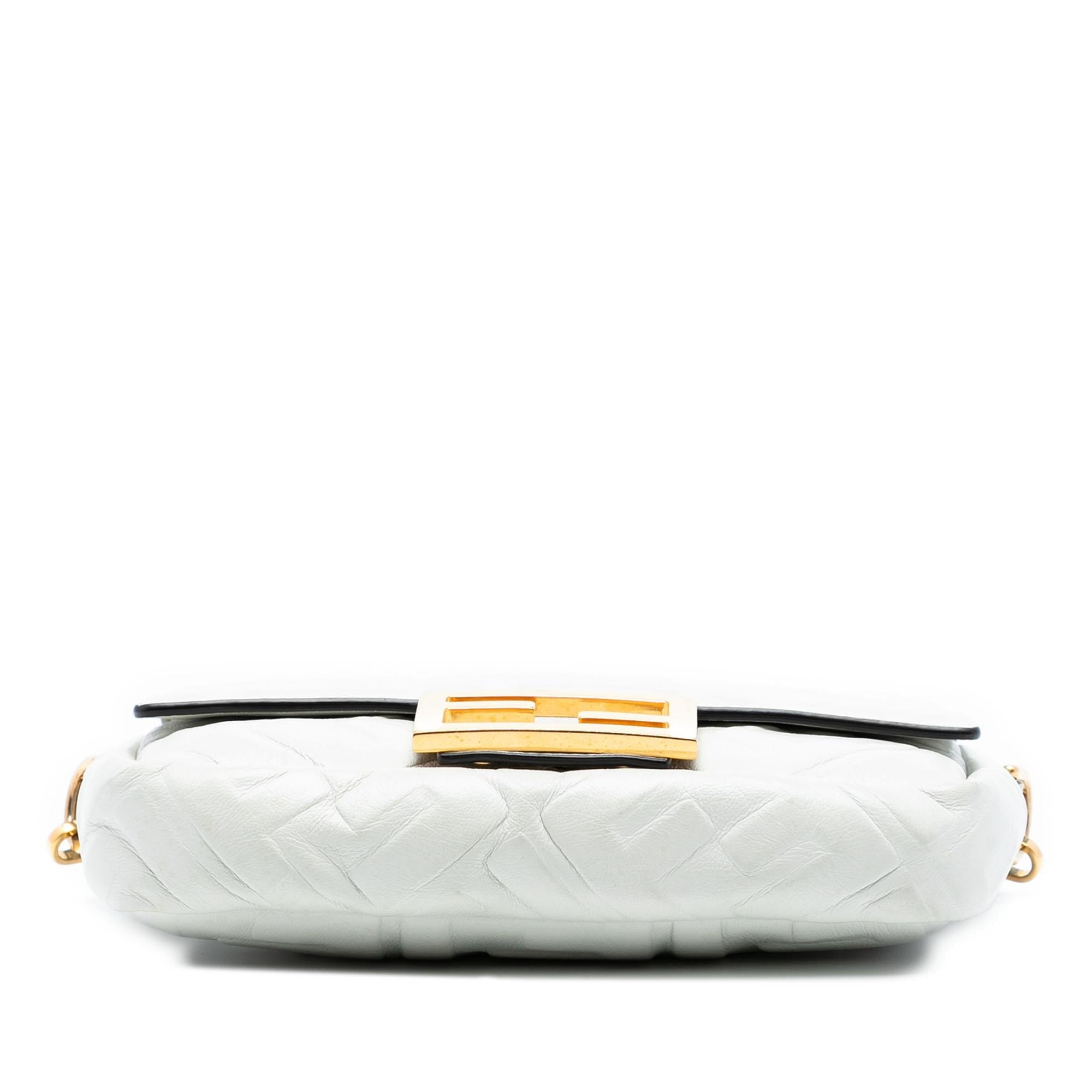 Fendi Mini Zucca Embossed Leather Baguette Satchel