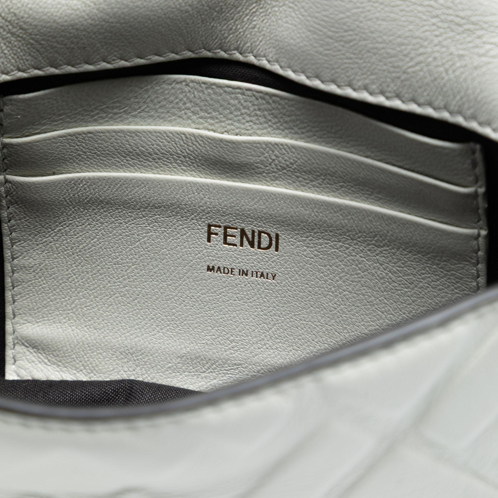 Fendi Mini Zucca Embossed Leather Baguette Satchel