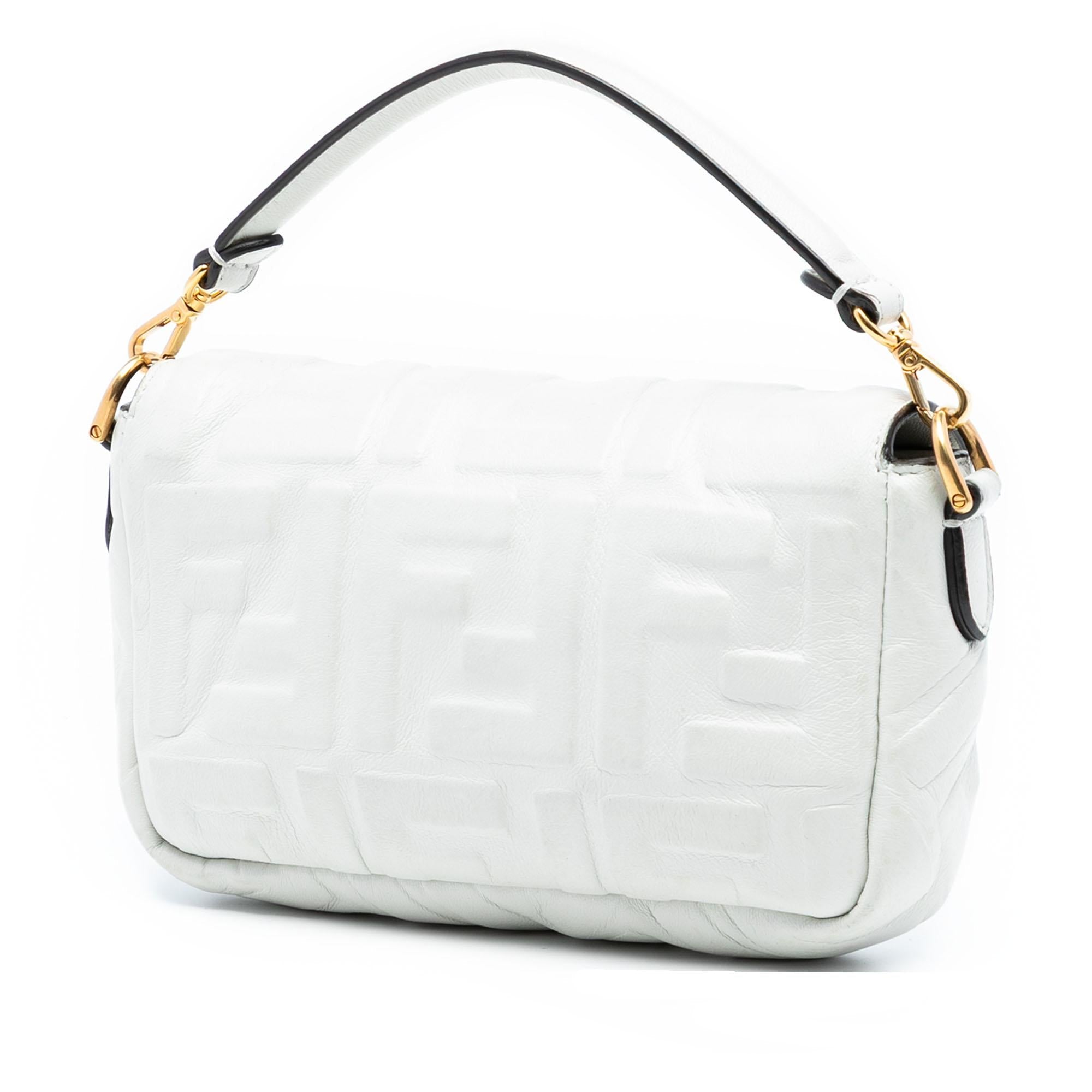 Fendi Mini Zucca Embossed Leather Baguette Satchel
