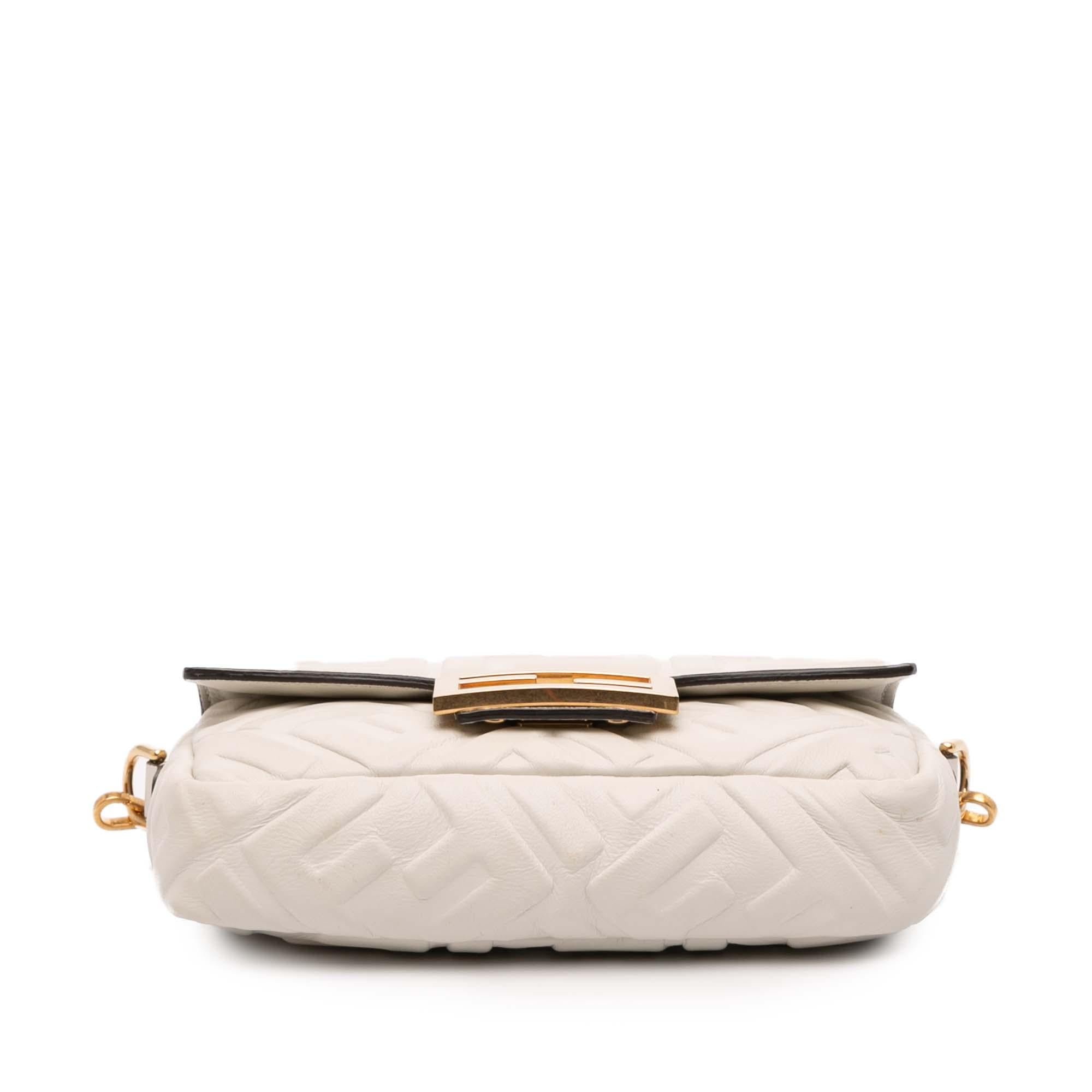 Fendi Mini Zucca Embossed Leather Baguette Satchel