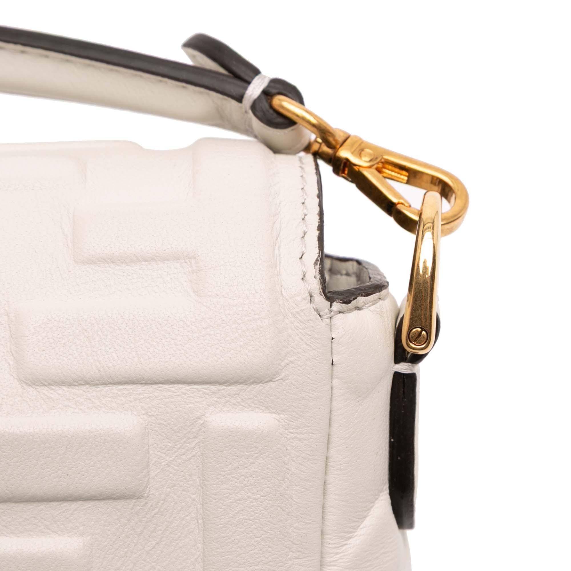 Fendi Mini Zucca Embossed Leather Baguette Satchel