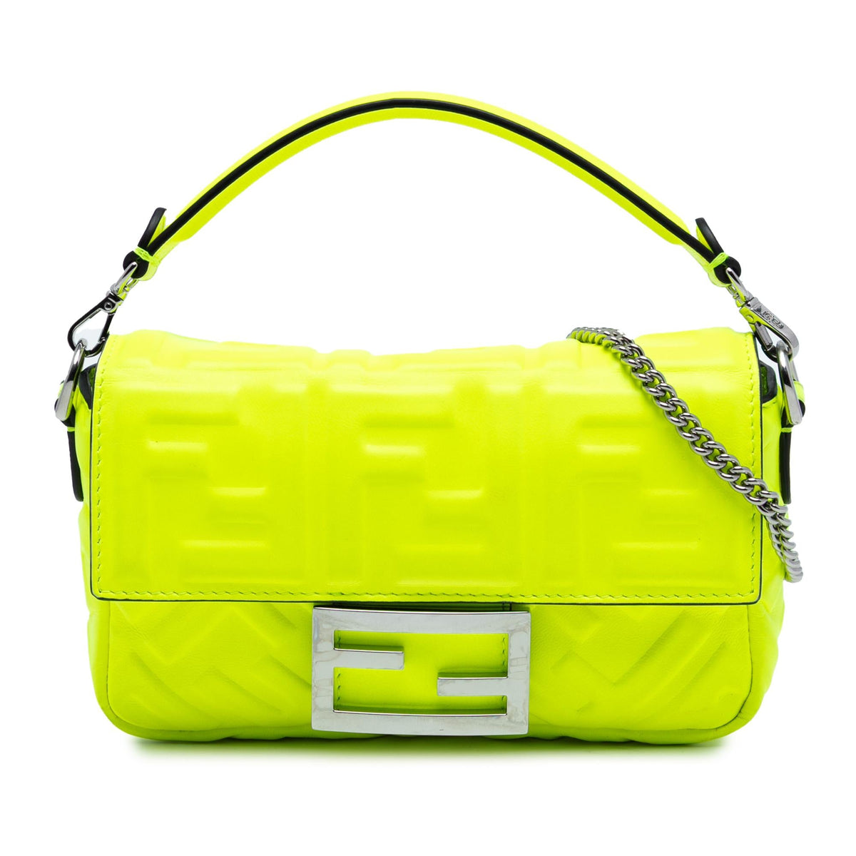 Fendi Mini Zucca Embossed Leather Baguette Satchel