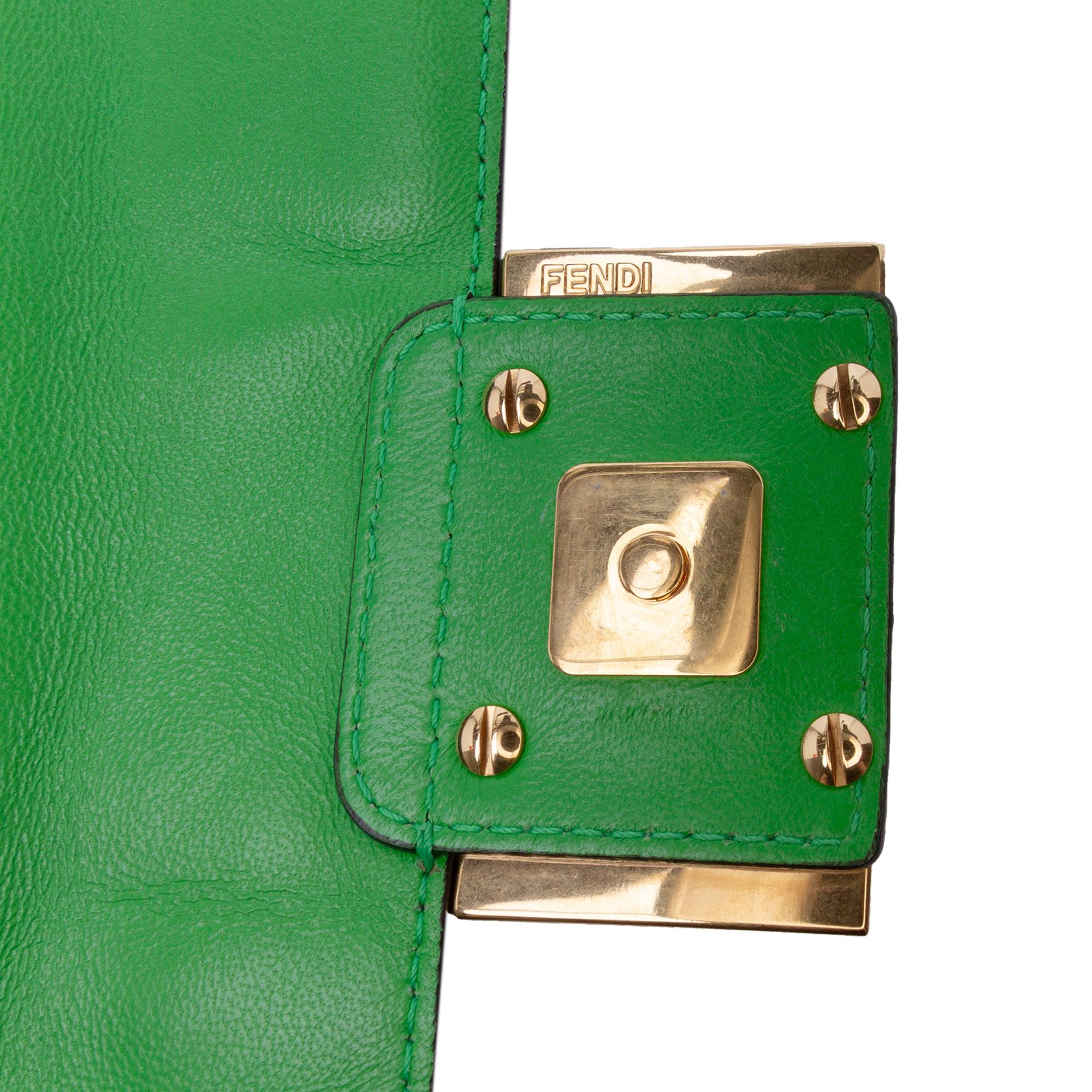 Fendi Mini Zucca Embossed Leather Baguette Satchel