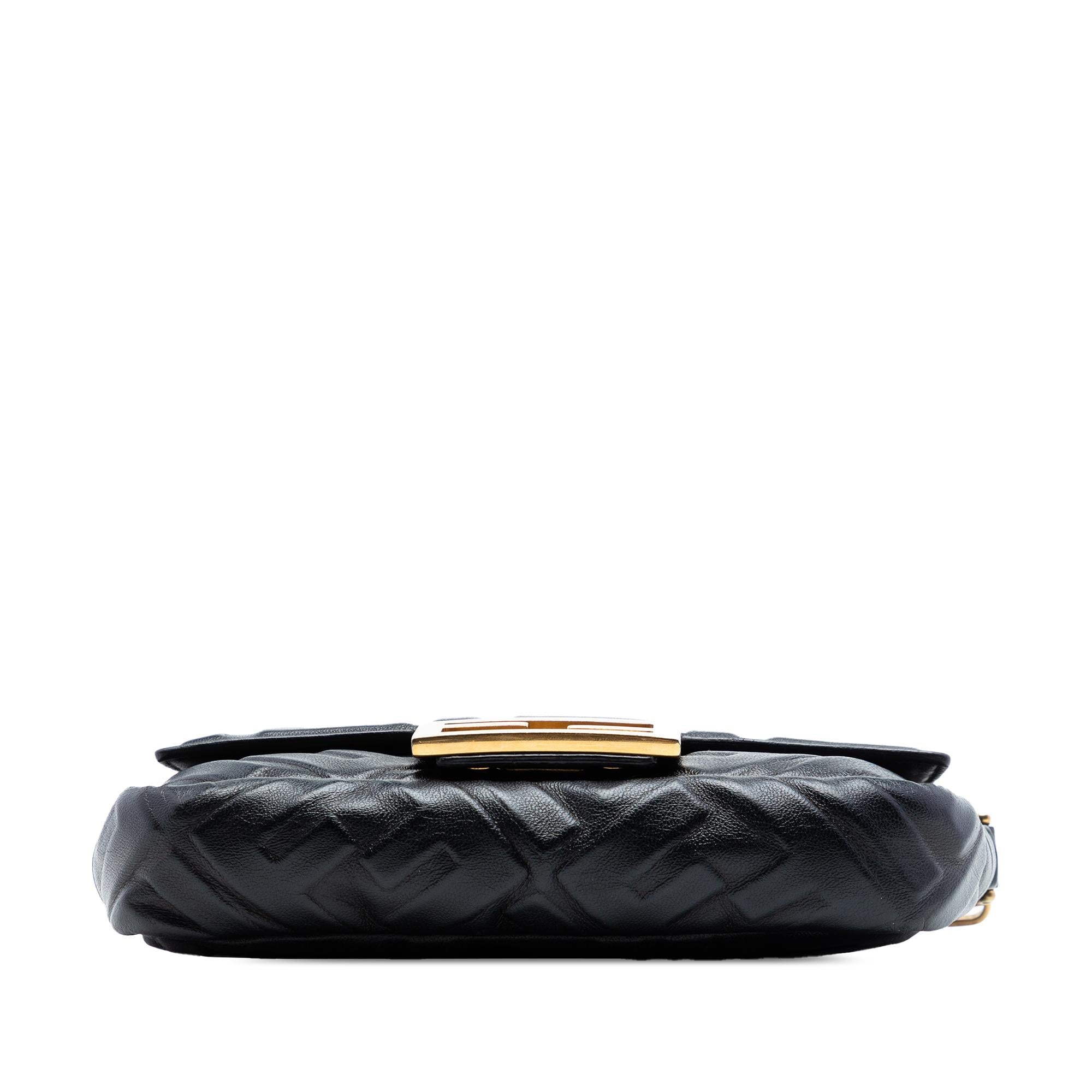Fendi Mini Zucca Embossed Leather Baguette Satchel