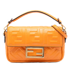 Fendi Mini Zucca Embossed Leather Baguette Satchel