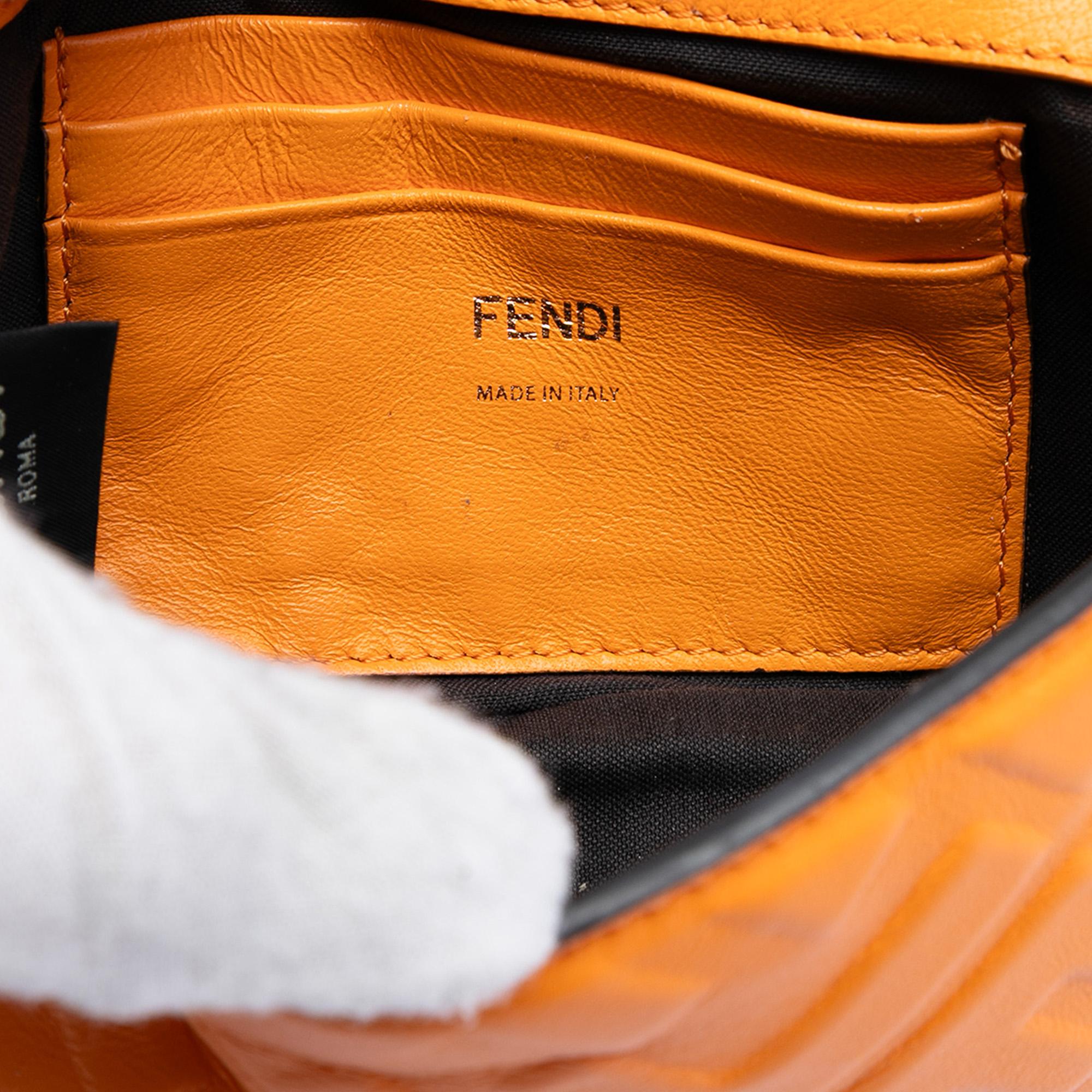 Fendi Mini Zucca Embossed Leather Baguette Satchel