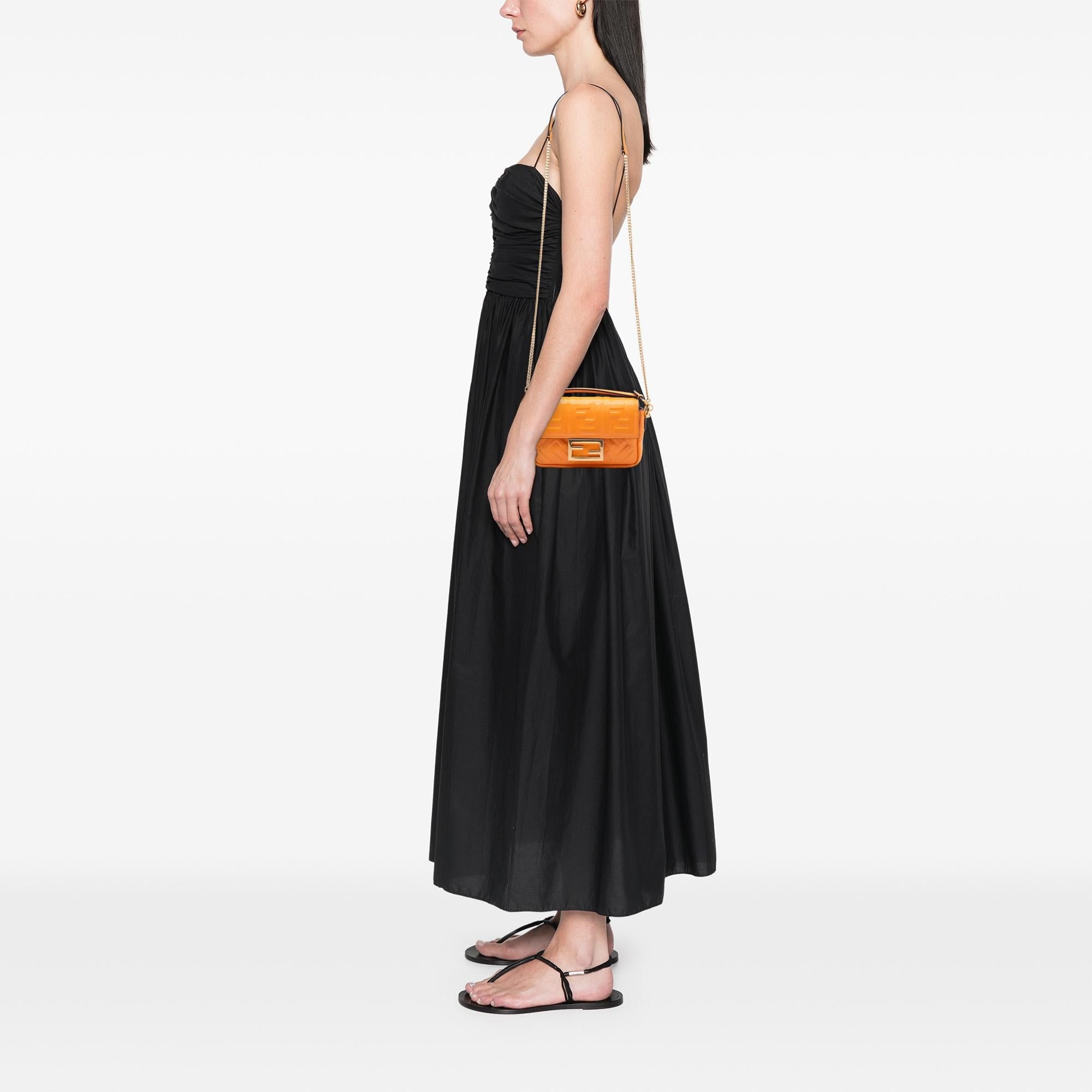 Fendi Mini Zucca Embossed Leather Baguette Satchel