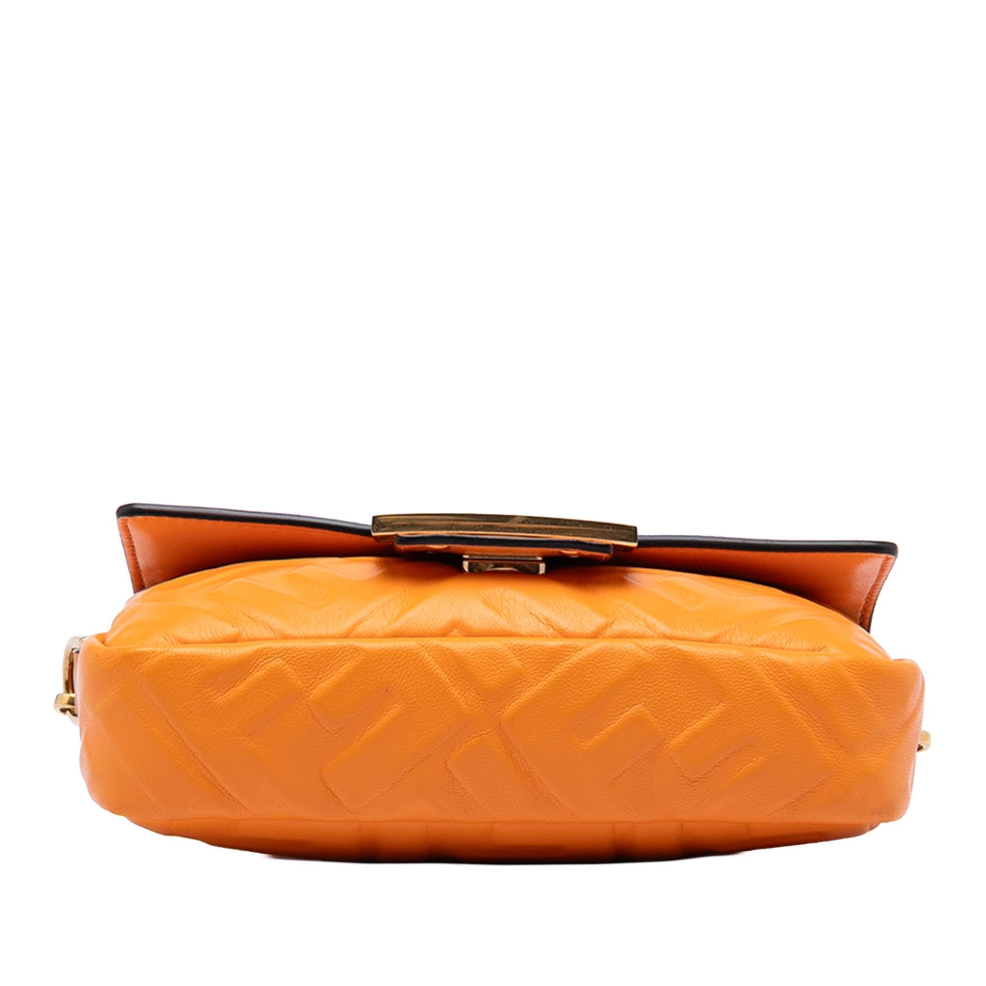 Fendi Mini Zucca Embossed Leather Baguette Satchel