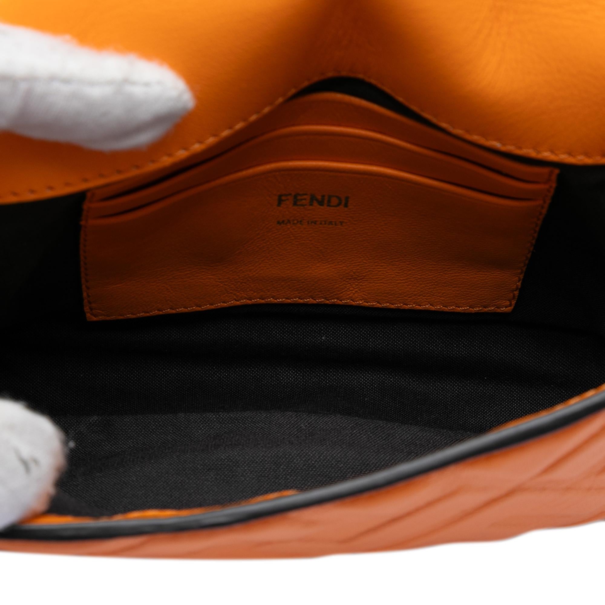 Fendi Mini Zucca Embossed Leather Baguette Satchel